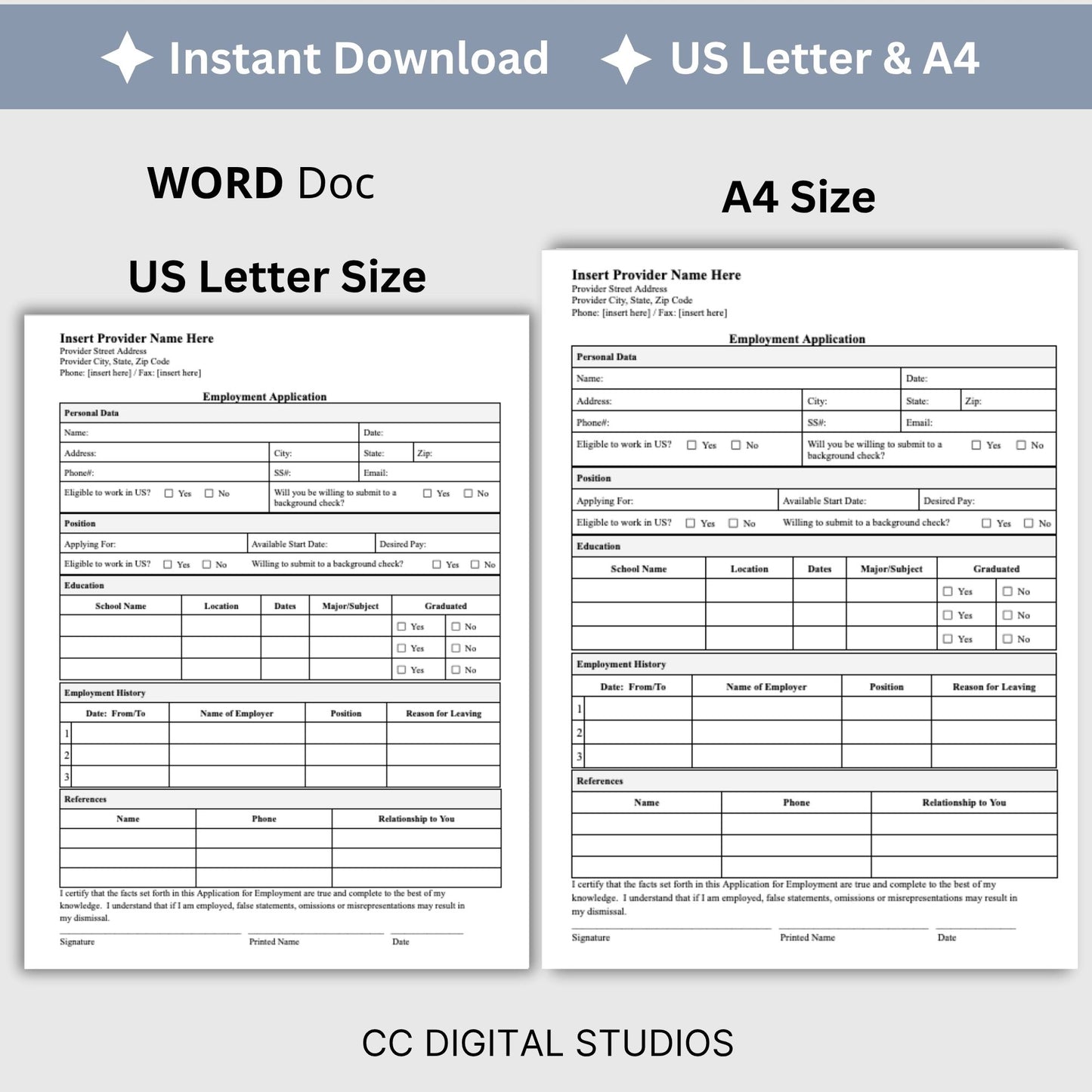 Employee Application Template - WORD DOC