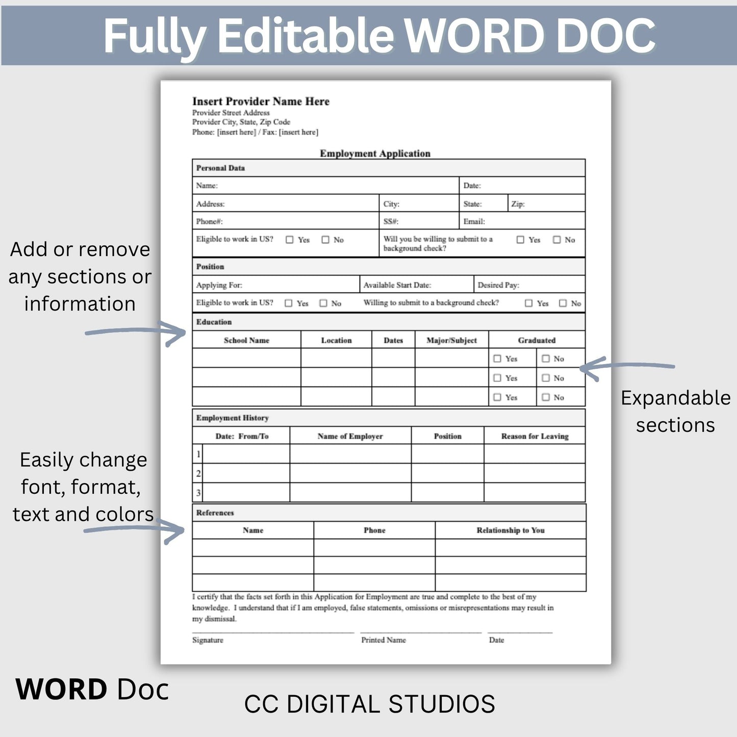 Employee Application Template - WORD DOC