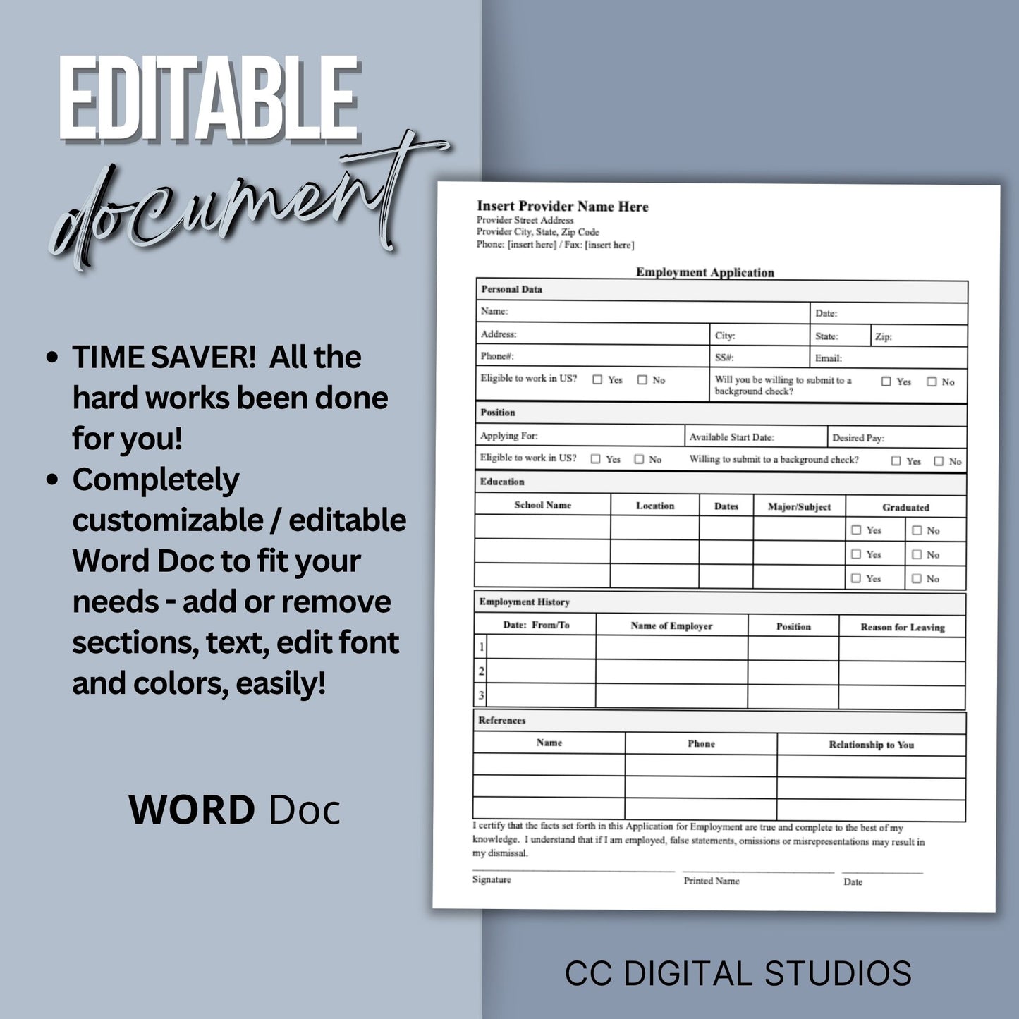 Employee Application Template - WORD DOC