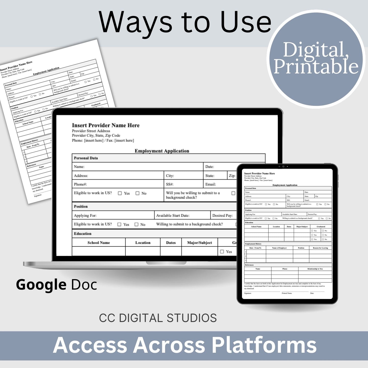 Employee Application Template - Google Doc