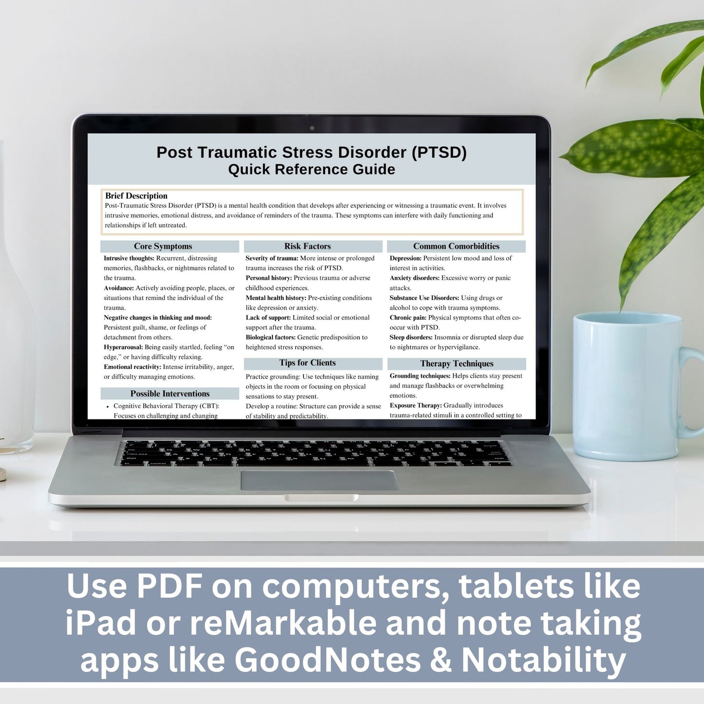 PTSD Cheat Sheet, 2 IN 1 Psychoeducation for Client and Cheat Sheet for Counselors