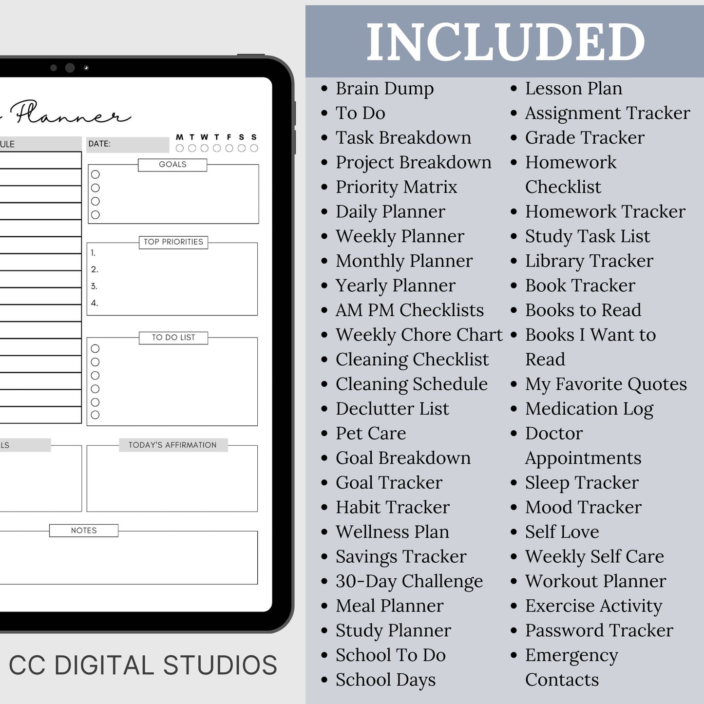 ADHD digital planner, ADHD Planner Printable, adhd Productivity Planner, adhd life planner adhd journal, adhd student planner, adhd workbook, digital planner, printable, GoodNotes Planner, GoodNotes Pages
