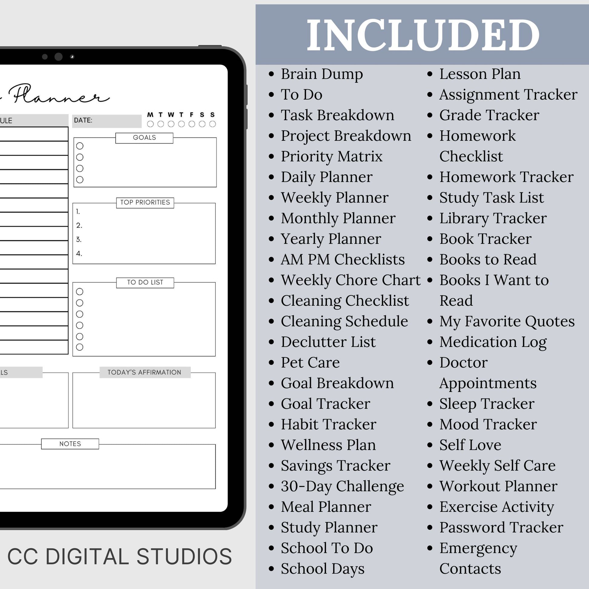 ADHD digital planner, ADHD Planner Printable, adhd Productivity Planner, adhd life planner adhd journal, adhd student planner, adhd workbook, digital planner, printable, GoodNotes Planner, GoodNotes Pages