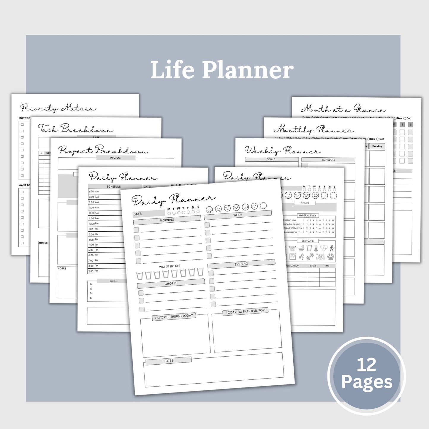 ADHD digital planner, ADHD Planner Printable, adhd Productivity Planner, adhd life planner adhd journal, adhd student planner, adhd workbook, digital planner, printable, GoodNotes Planner, GoodNotes Pages