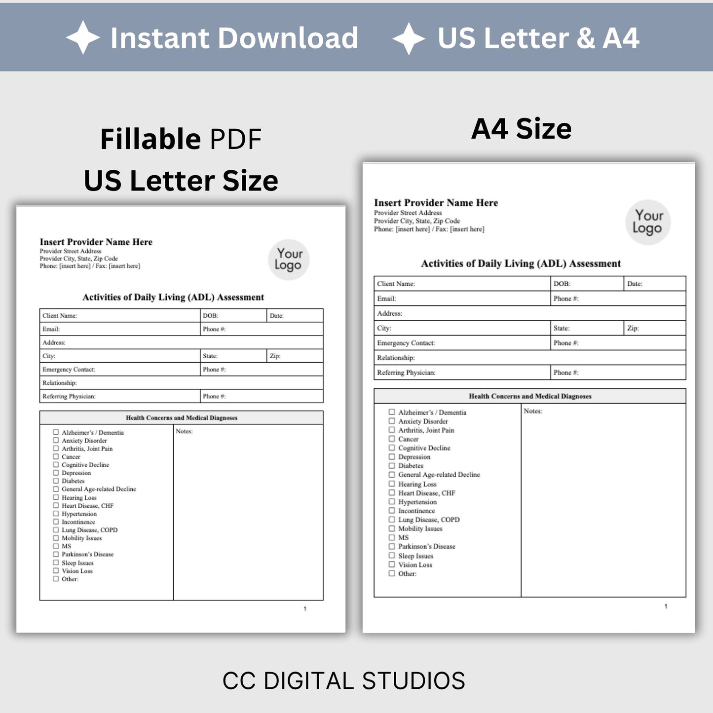 Activities of Daily Living Report Sheet - Fillable PDF