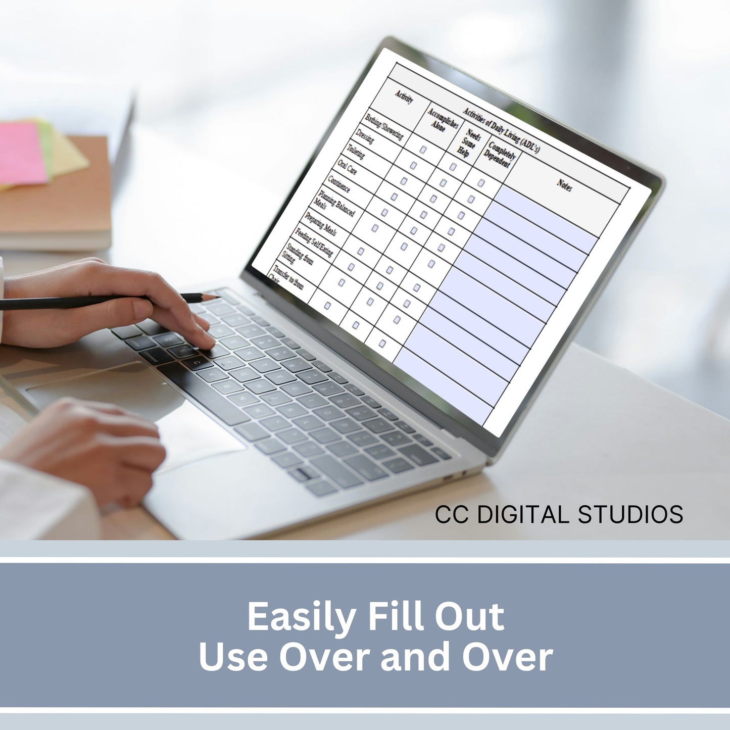Activities of Daily Living Report Sheet - Fillable PDF