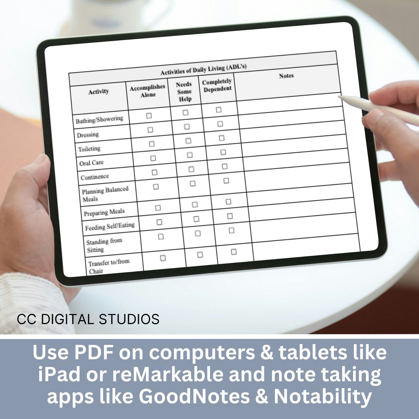 Activities of Daily Living Report Sheet - Fillable PDF