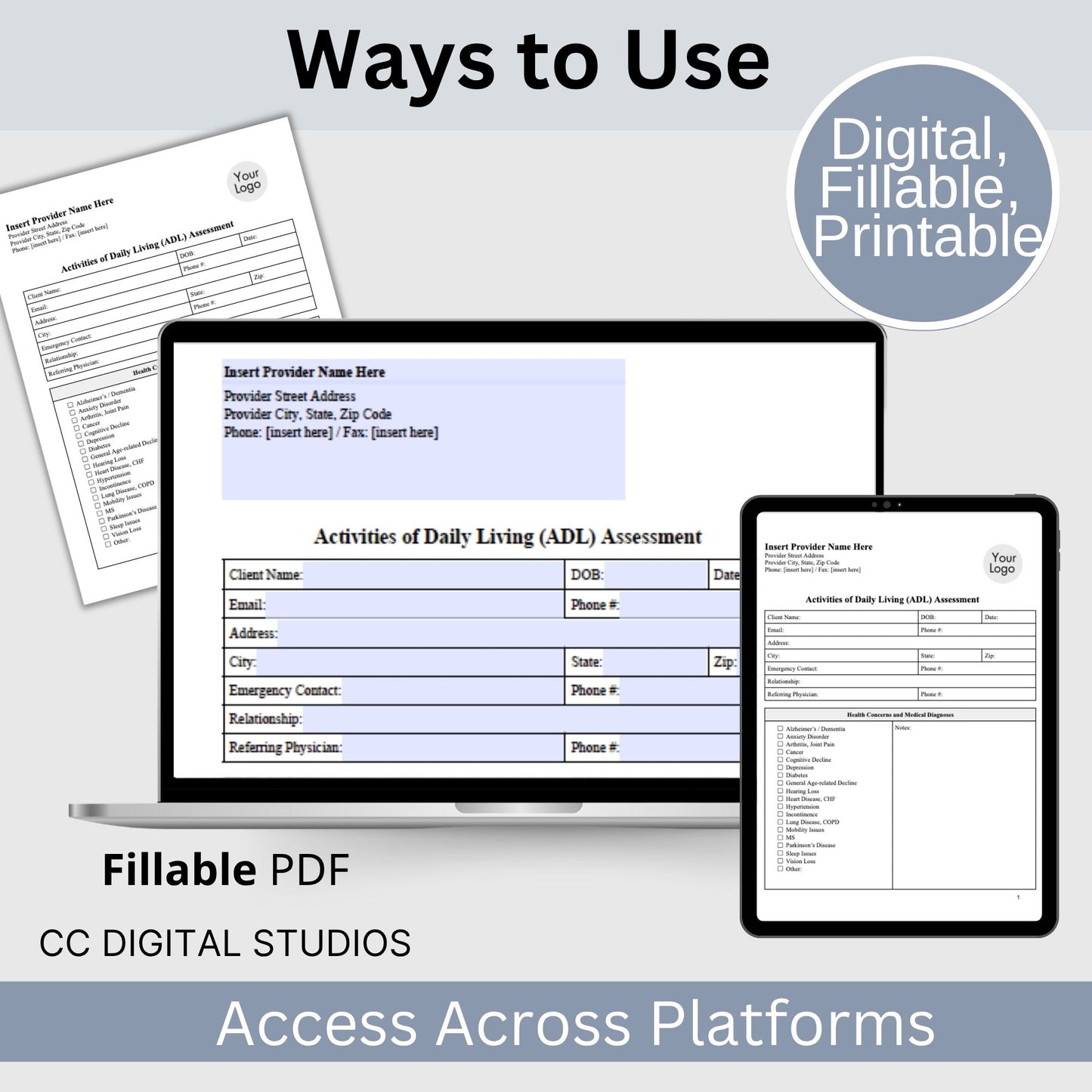 Activities of Daily Living Report Sheet - Fillable PDF