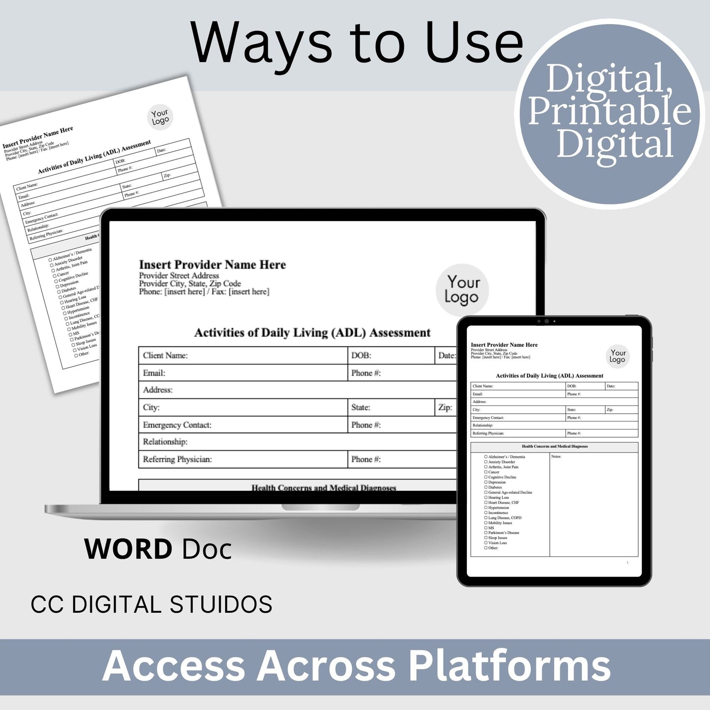 Activities of Daily Living Report Sheet - WORD DOC