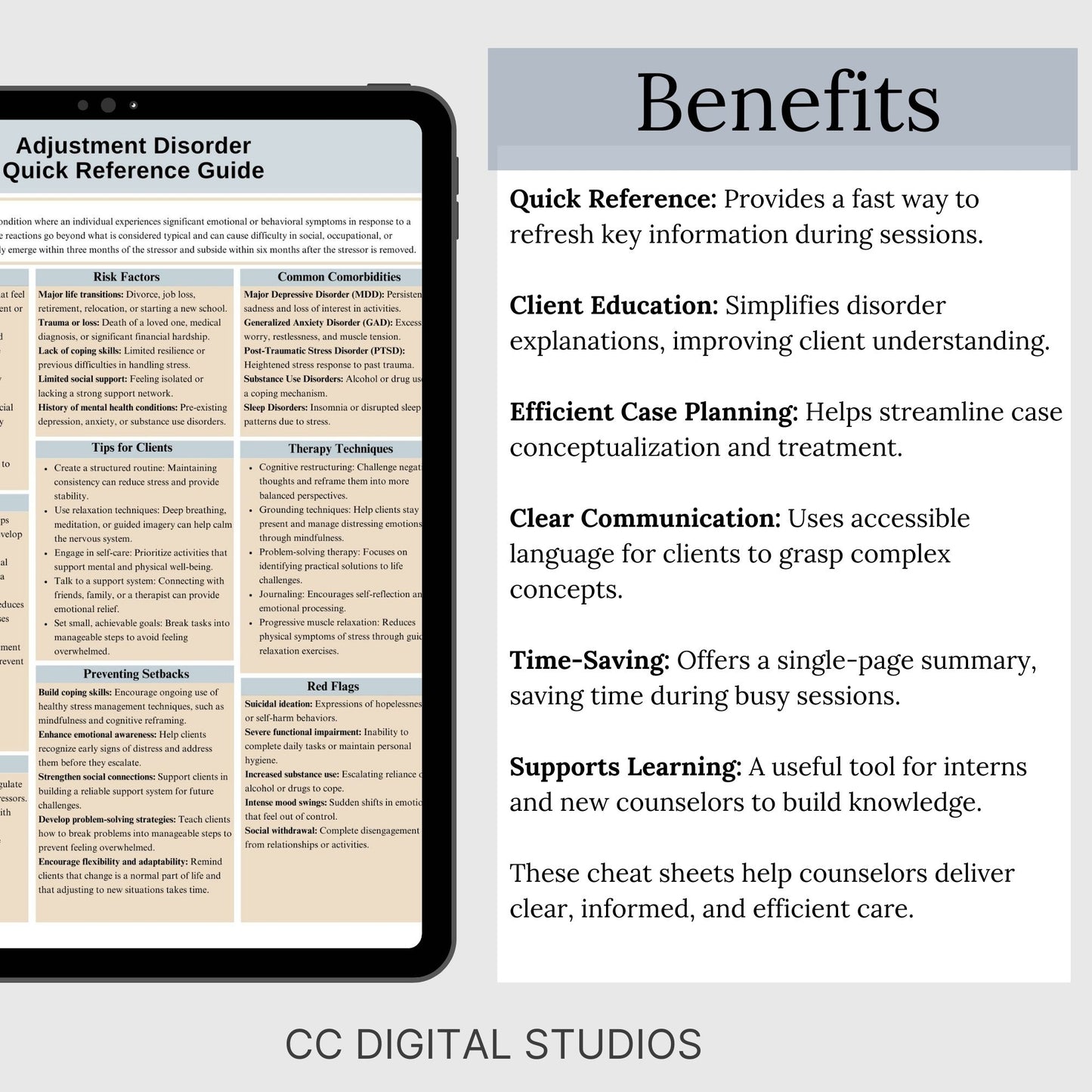 Adjustment Disorder Therapy Cheat Sheet: 2 IN 1 Psychoeducation for Client and Cheat Sheet for Counselors
