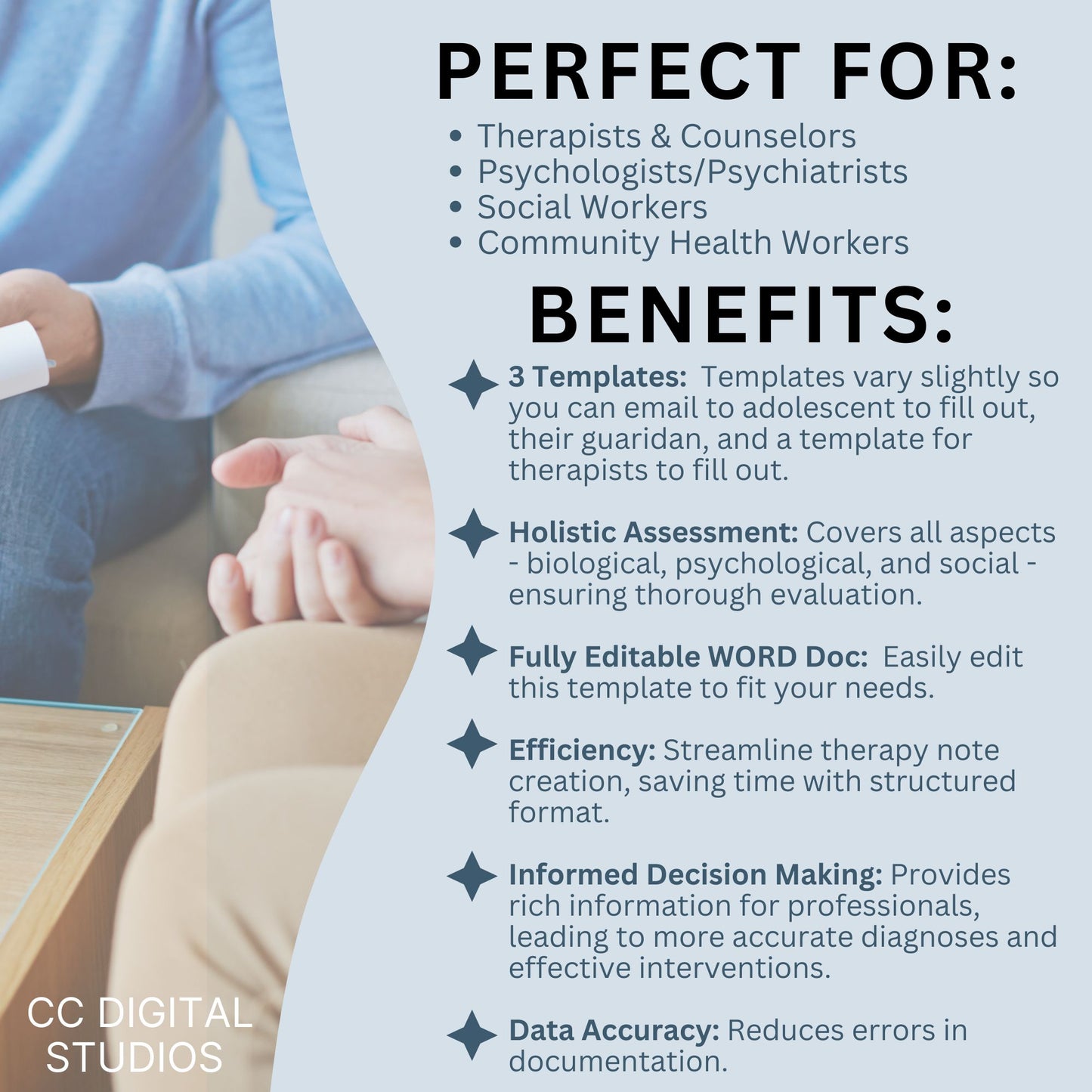 15-page comprehensive biopsychosocial editable WORD Doc template! Perfect for therapists, school psychologists, and professionals in psychology fields. Streamlining your therapist office, therapy notes, psychology, therapy tool, therapy resource