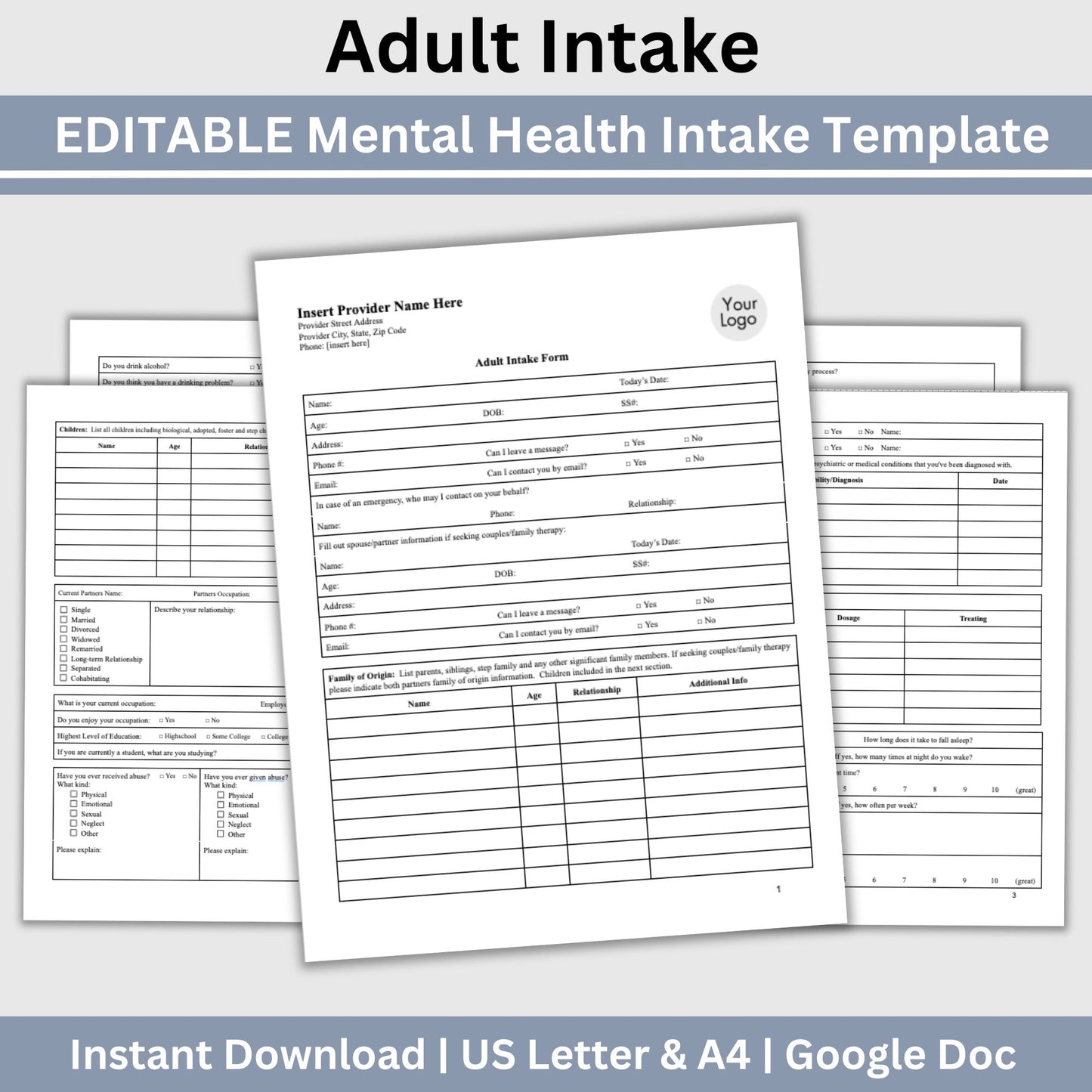 Adult Client Intake Template for Mental Health Practitioners: Streamline Workflow