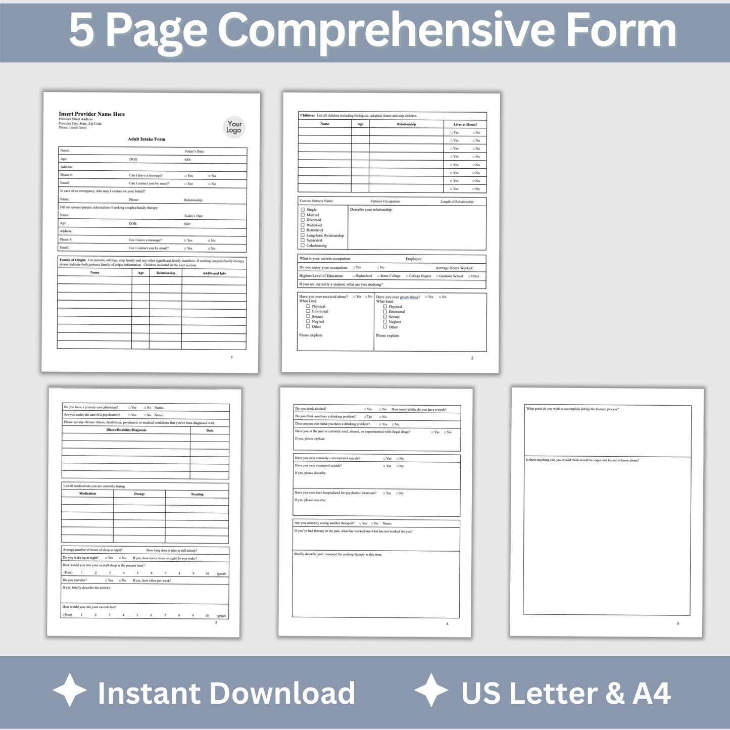 Adult Client Intake Template for Mental Health Practitioners: Streamline Workflow
