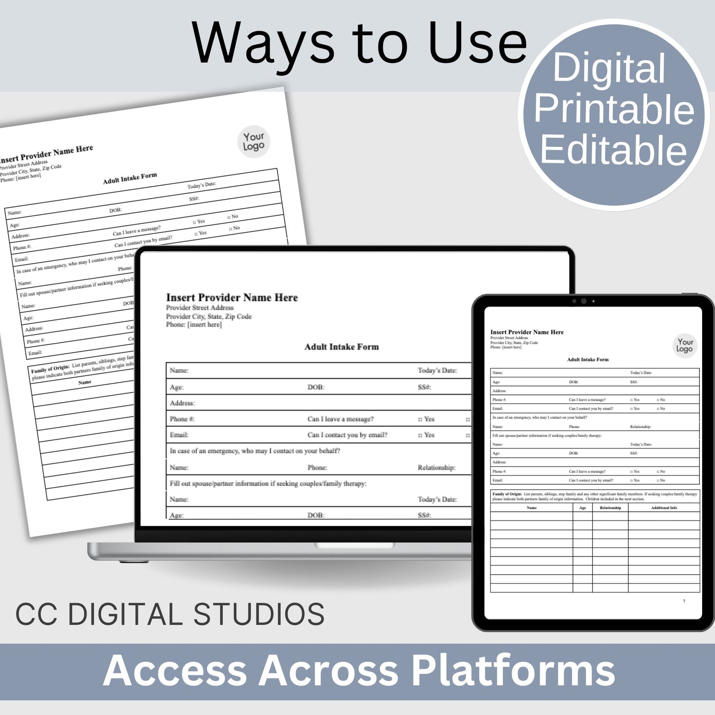 Adult Client Intake Template for Mental Health Practitioners: Streamline Workflow