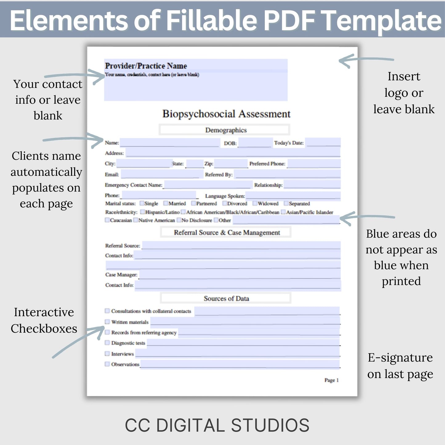 Biopsychosocial Assessment Form: Fillable Template for Easy Documentation