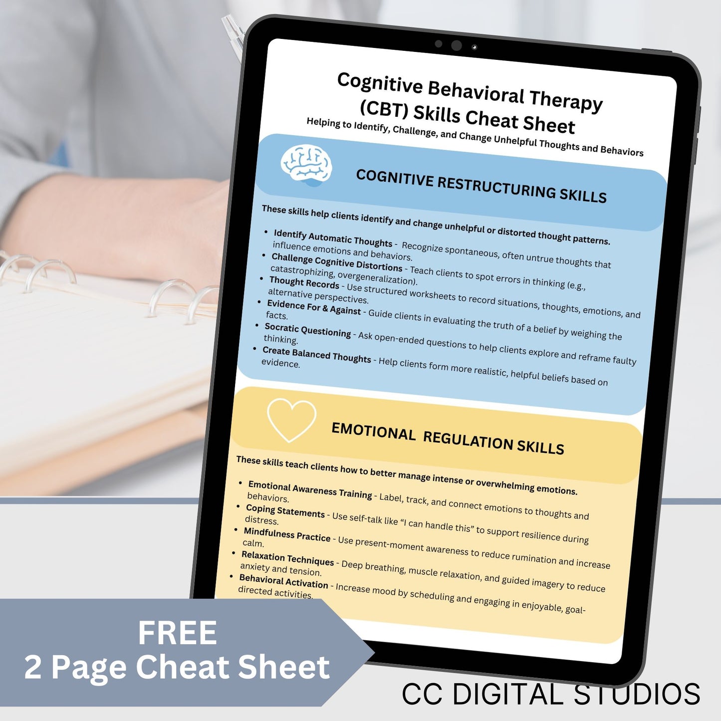 CBT Therapy Interventions List Cheat Sheet