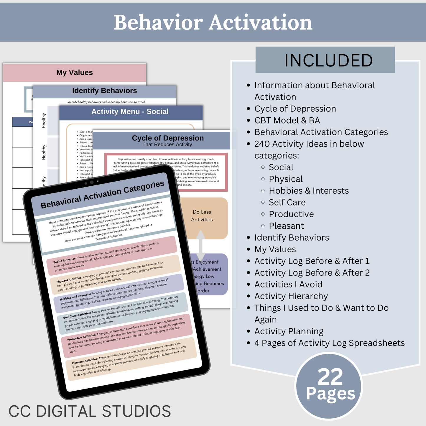 Therapy Bundle CBT worksheets, tailored for individuals, including clinicians, personal users, teachers, and school counselors. This comprehensive compilation provides a plethora of resources to enhance your mental health and overall well-being.