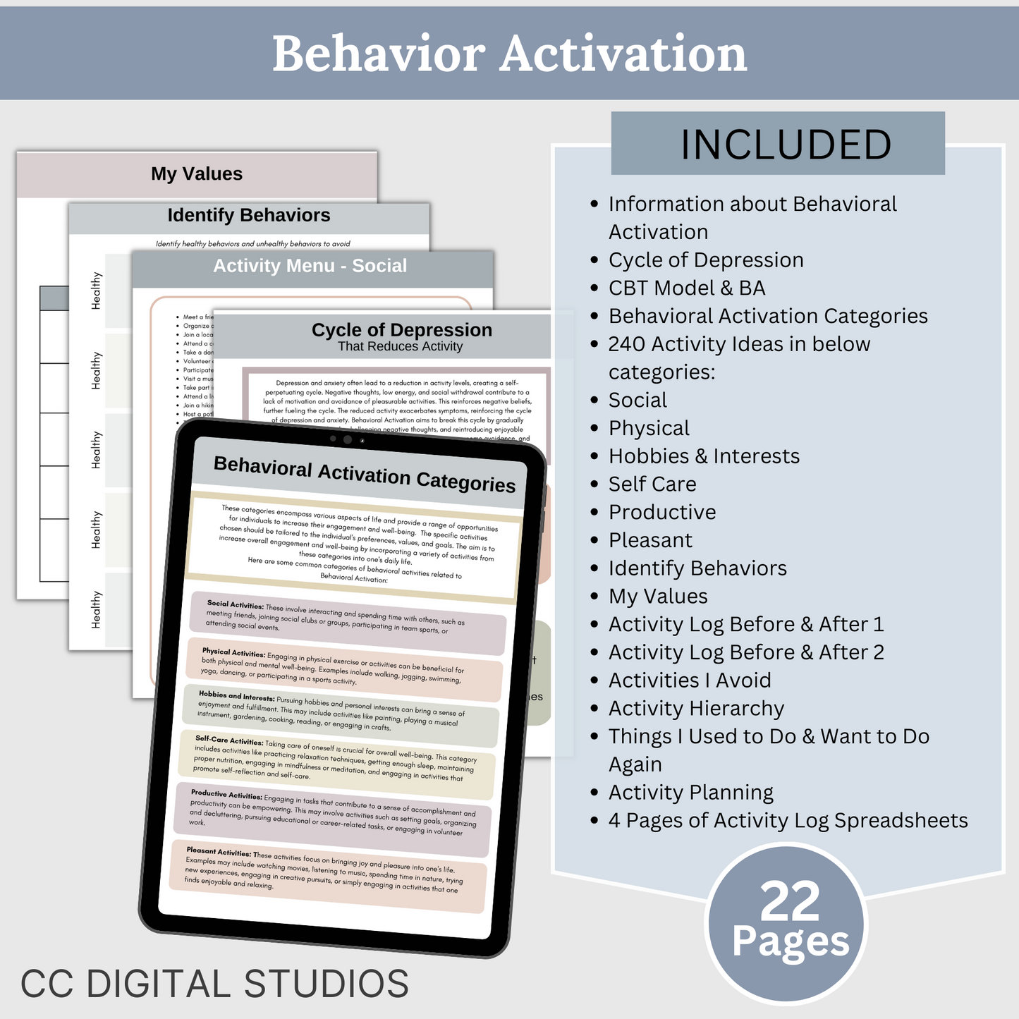 Therapy Bundle CBT worksheets, tailored for individuals, including clinicians, personal users, teachers, and school counselors. This comprehensive compilation provides a plethora of resources to enhance your mental health and overall well-being.