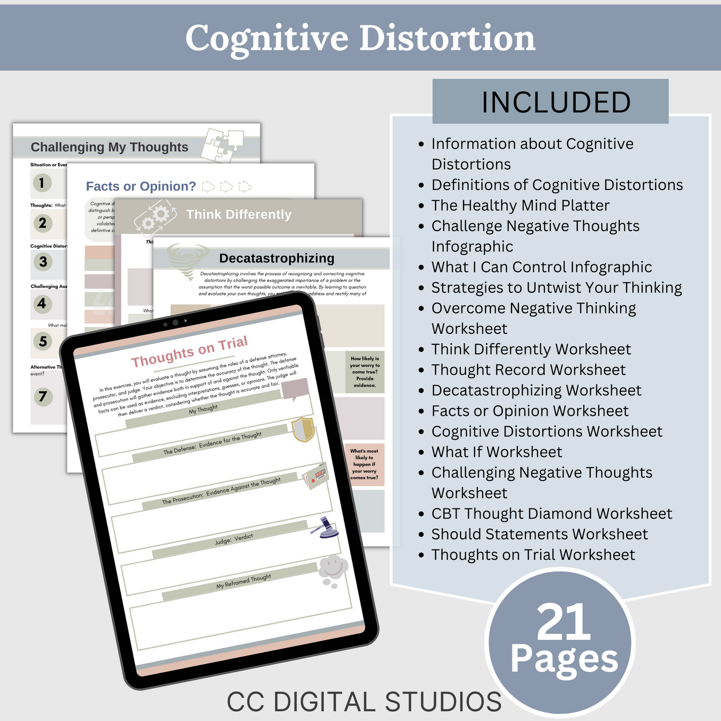 Therapy Bundle CBT worksheets, tailored for individuals, including clinicians, personal users, teachers, and school counselors. This comprehensive compilation provides a plethora of resources to enhance your mental health and overall well-being.