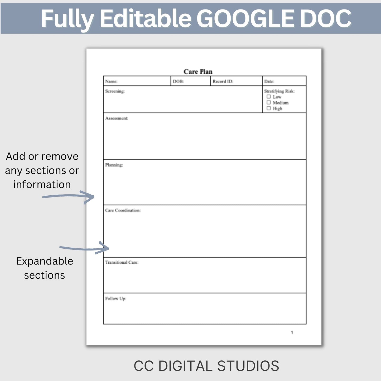 Care Plan template for case managers, school counselors, and social workers, this user-friendly template streamlines the process of recording care plans effortlessly. School social worker, psychotherapy, therapy resource.