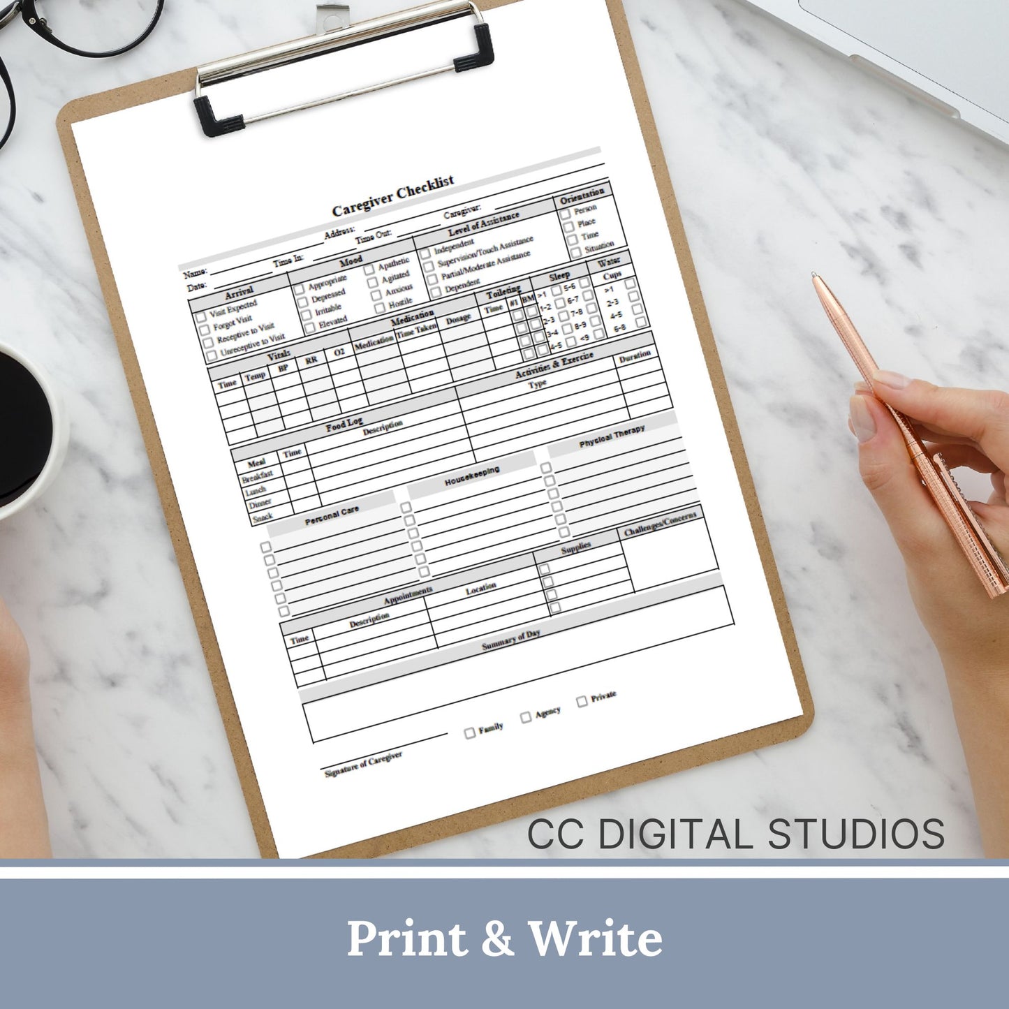 Caregiver Checklist - Fillable PDF
