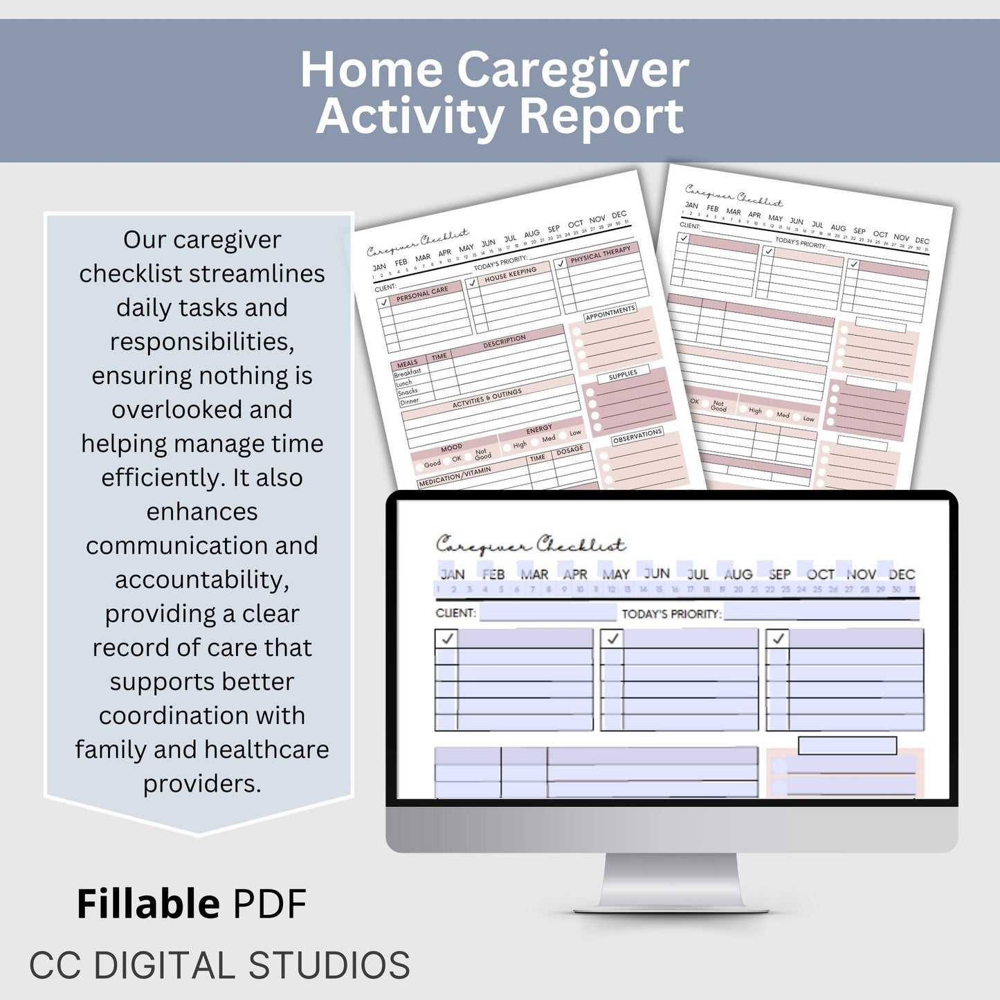 Caregiver Home Care Visit Checklist - Fillable PDF