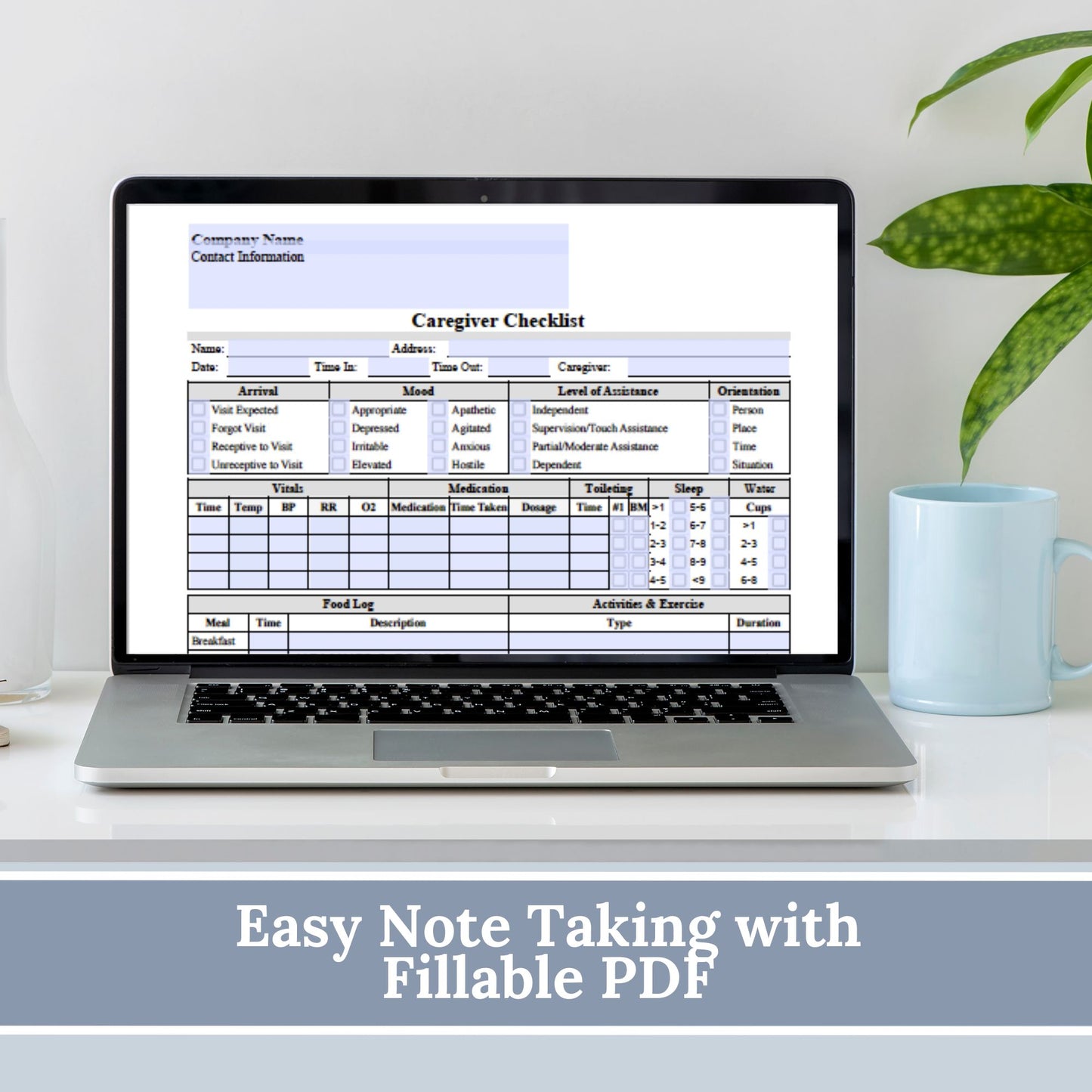 Caregiver Checklist - Fillable PDF