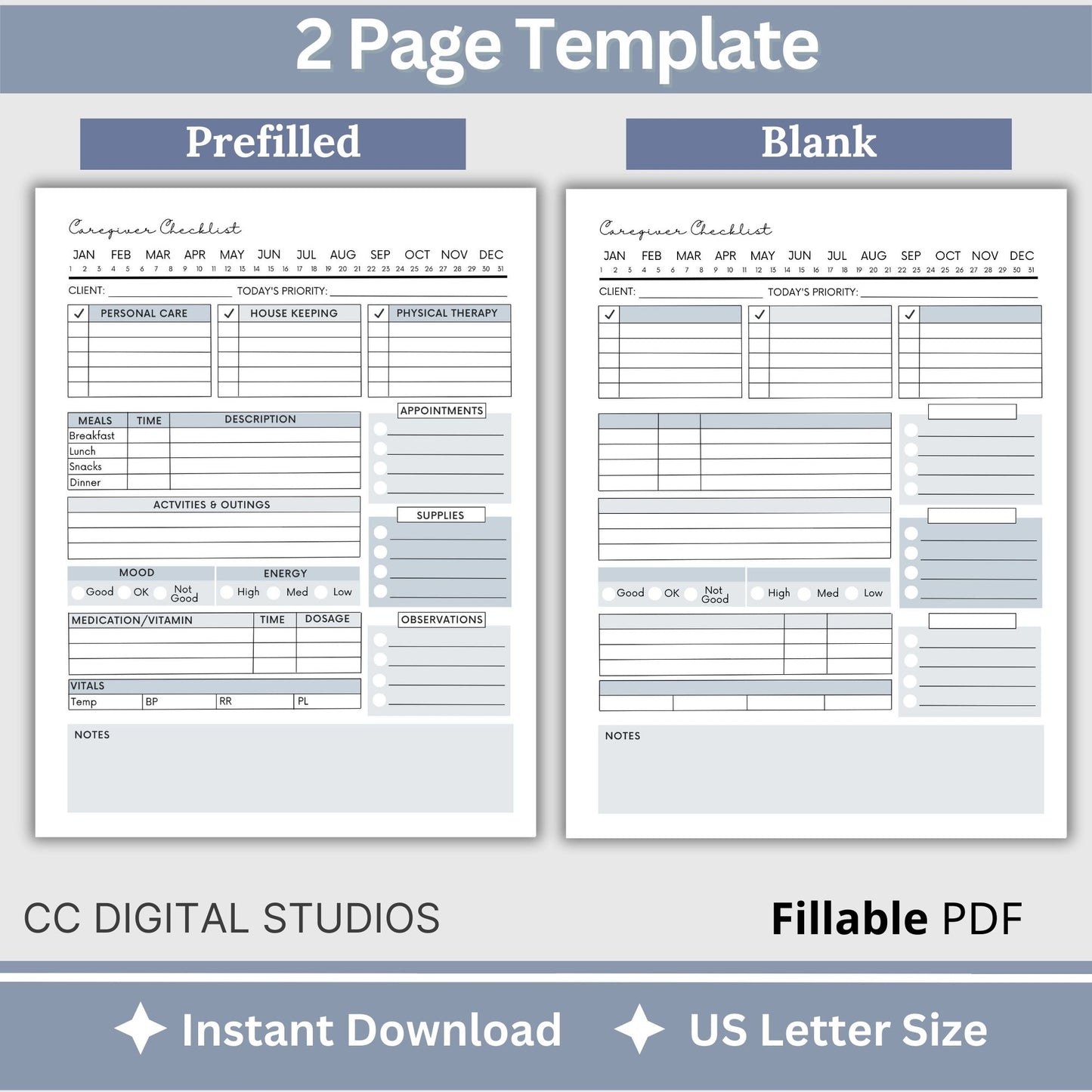 Caregiver Home Care Visit Checklist - Fillable PDF