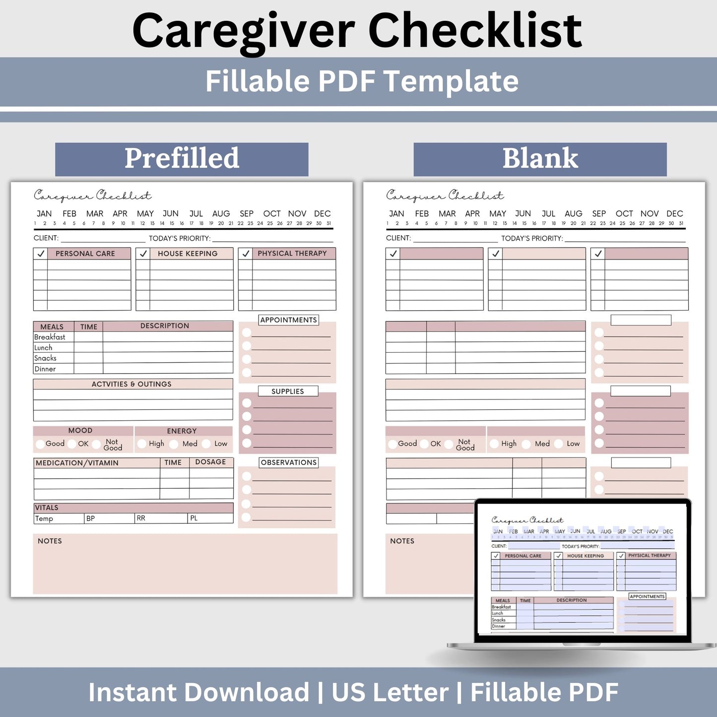 Caregiver Home Care Visit Checklist - Fillable PDF