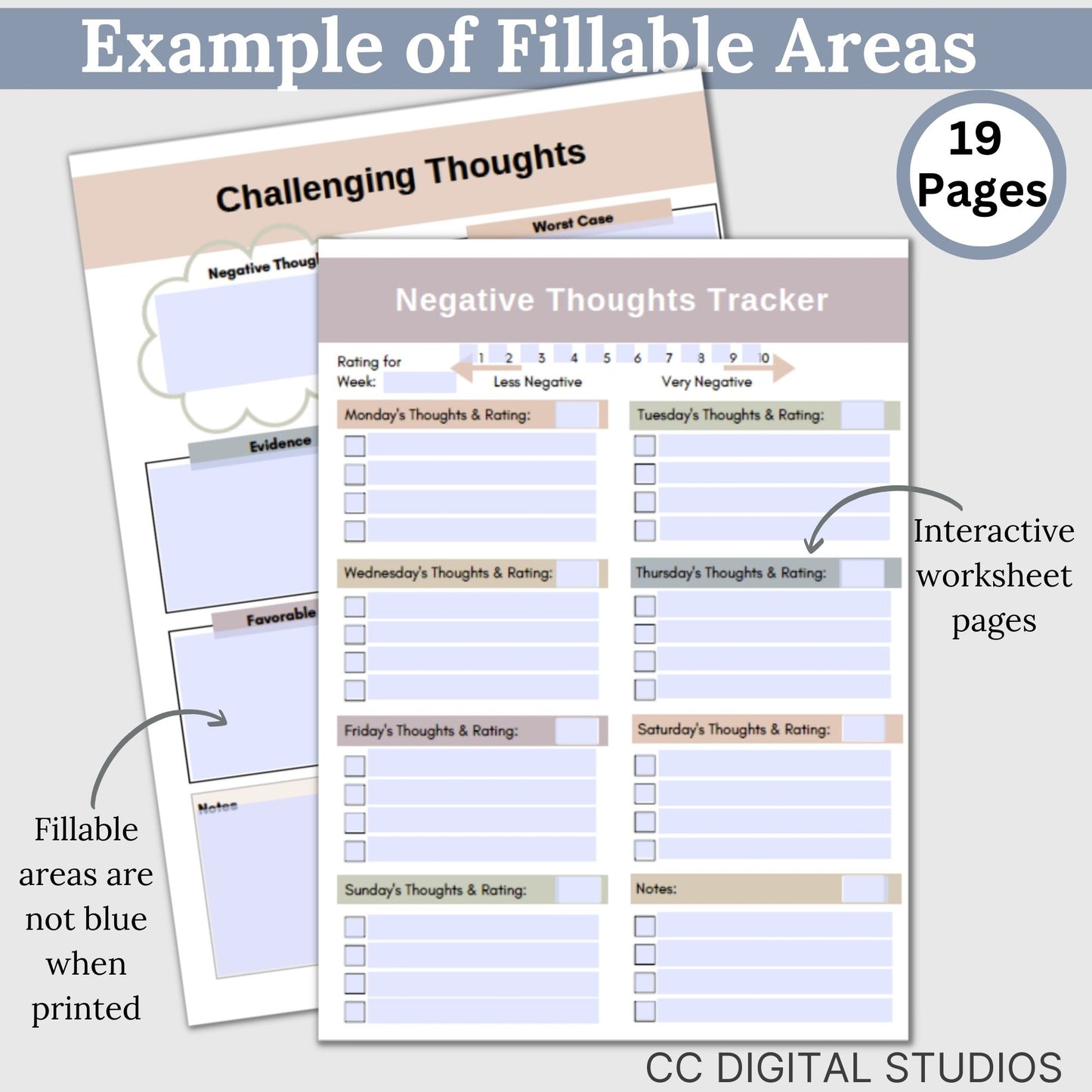 CBT Therapy Worksheets – a comprehensive tool for turning negative thoughts into positive thoughts. This mental health workbook merges psychotherapy and cognitive behavior techniques, addressing cognitive distortions.
