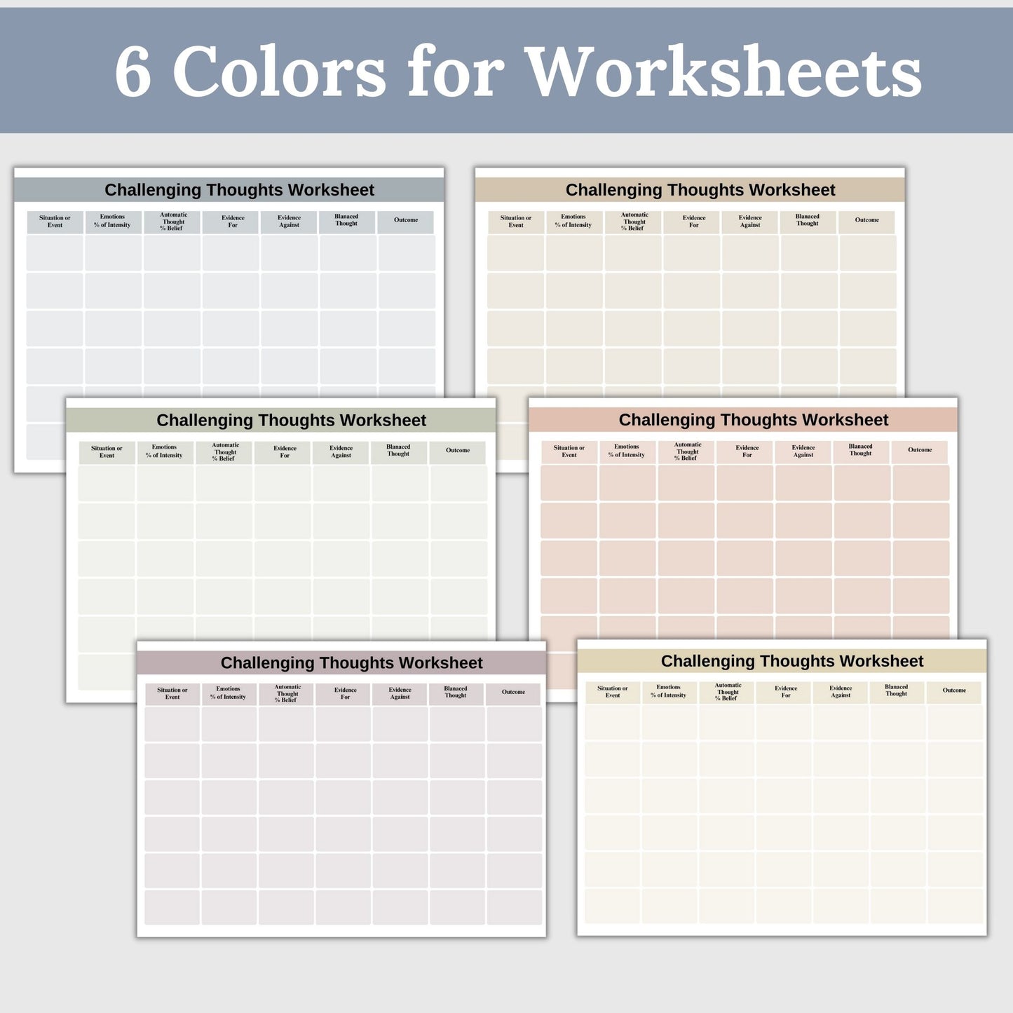 CBT Therapy Worksheets – a therapy tool for tackling negative thoughts. This mental health CBT worksheet merges psychotherapy and cognitive behavior techniques, addressing cognitive distortions and negative thought patterns.