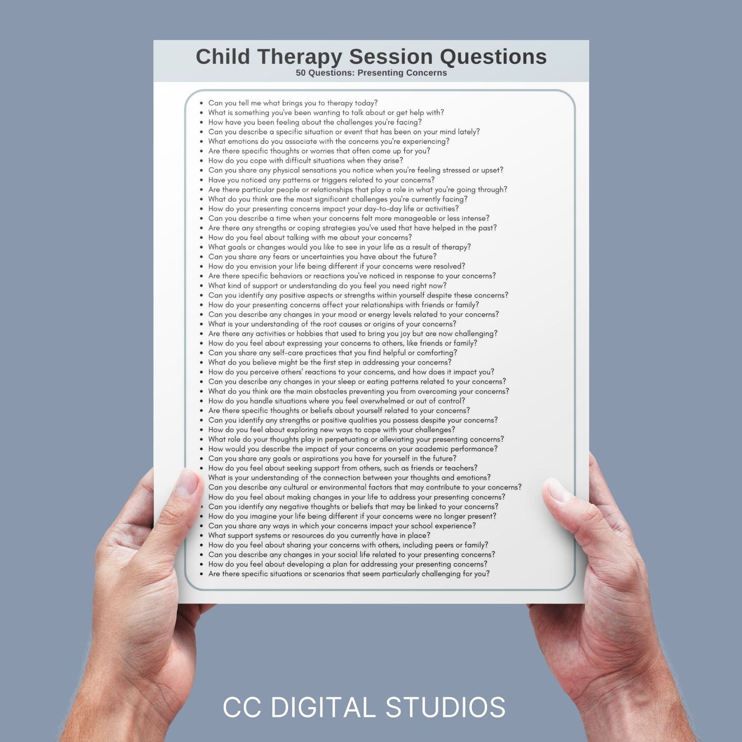 1,430 Child Therapy Questions. Therapy cheat sheets – resource for your counseling office, school psychology, or social work practice. Child therapy tools