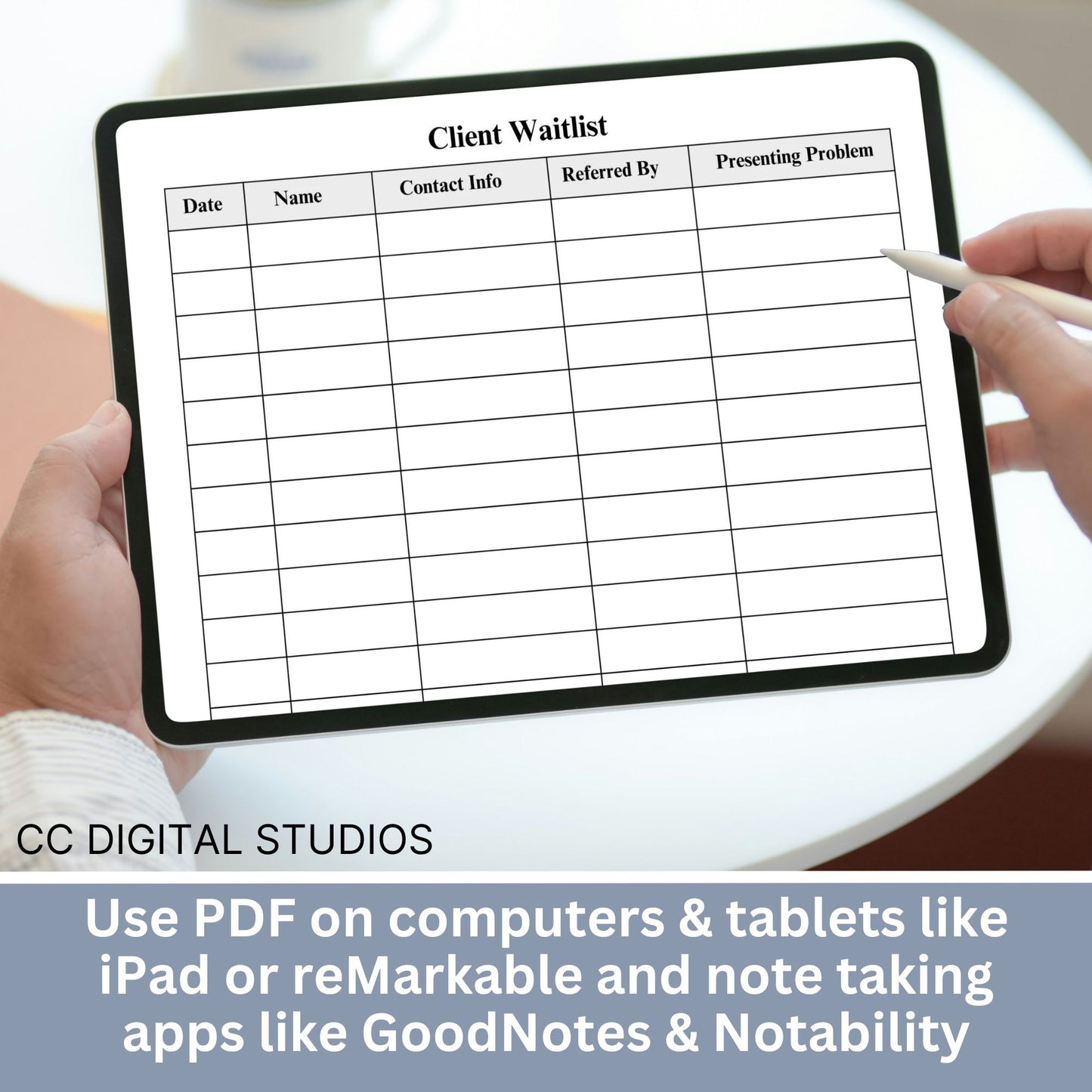 For therapists office and counselors to track their new client intakes and use as a waitlist. Printable and Fillable forms come in portrait and landscape. Perfect to keep your private practice organized.