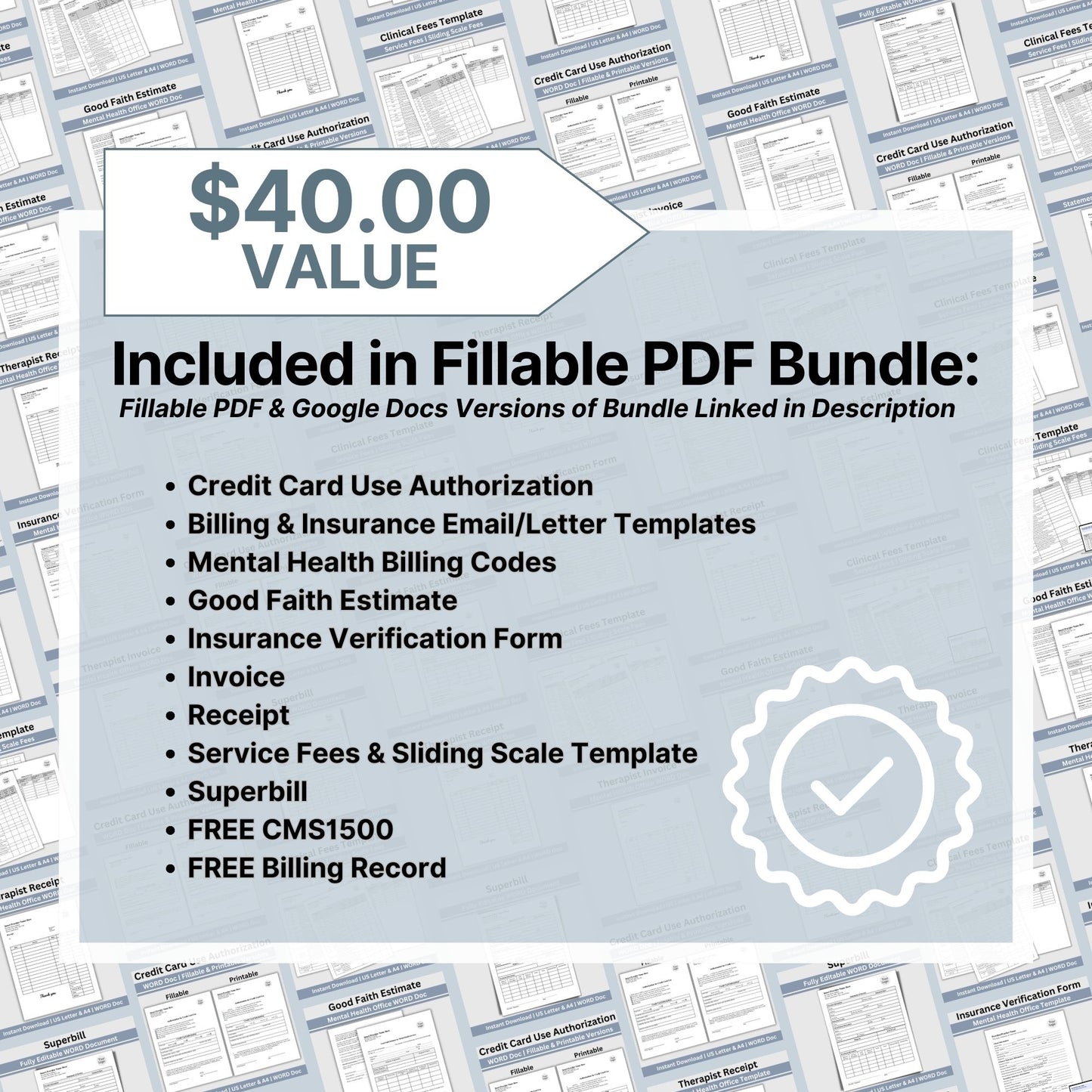 SAVE 35% when you buy our clinical billing bundle for client billing! Set your private practice up for success with billing/invoicing and insurance tools. Professional therapist office billing forms with easy to use WORD Doc templates.