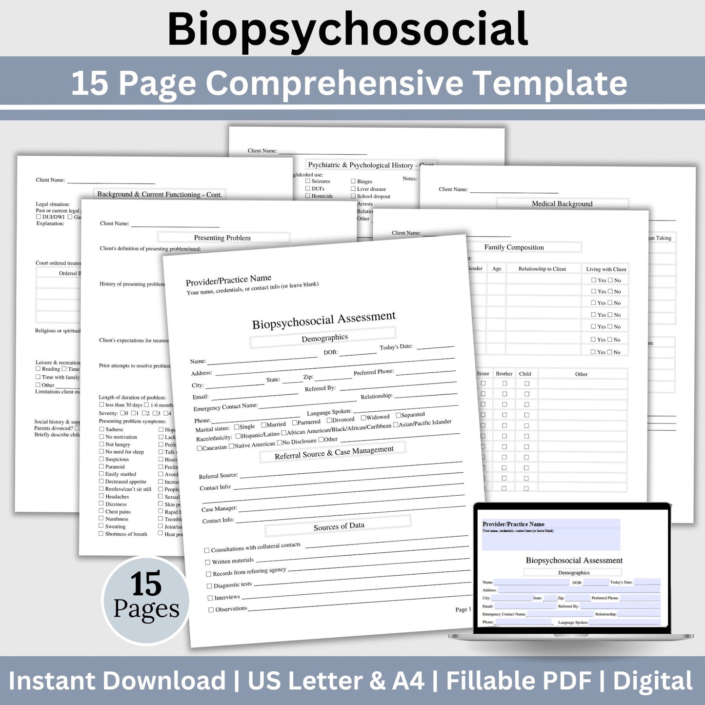Clinician Documentation Bundle, SAVE 25%, Progress Notes, Client Intake, Treatment Plans, Biopsychosocial Assessment, FREE Discharge Note