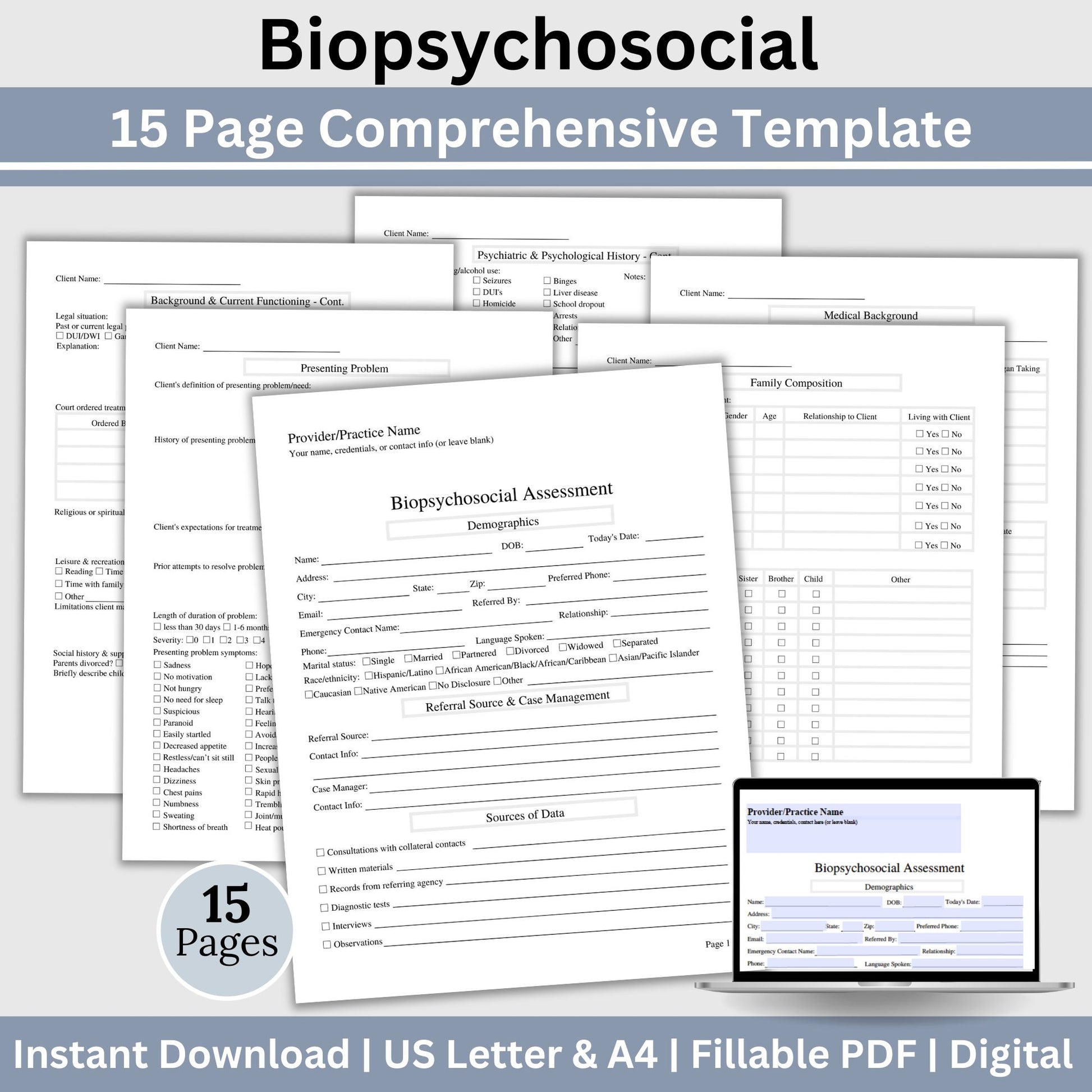 Clinician Documentation Bundle, SAVE 25%, Progress Notes, Client Intake, Treatment Plans, Biopsychosocial Assessment, FREE Discharge Note