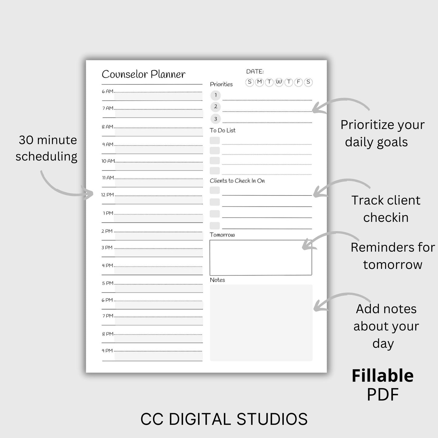 Counselor Daily Planner 30 Min Daily Planner