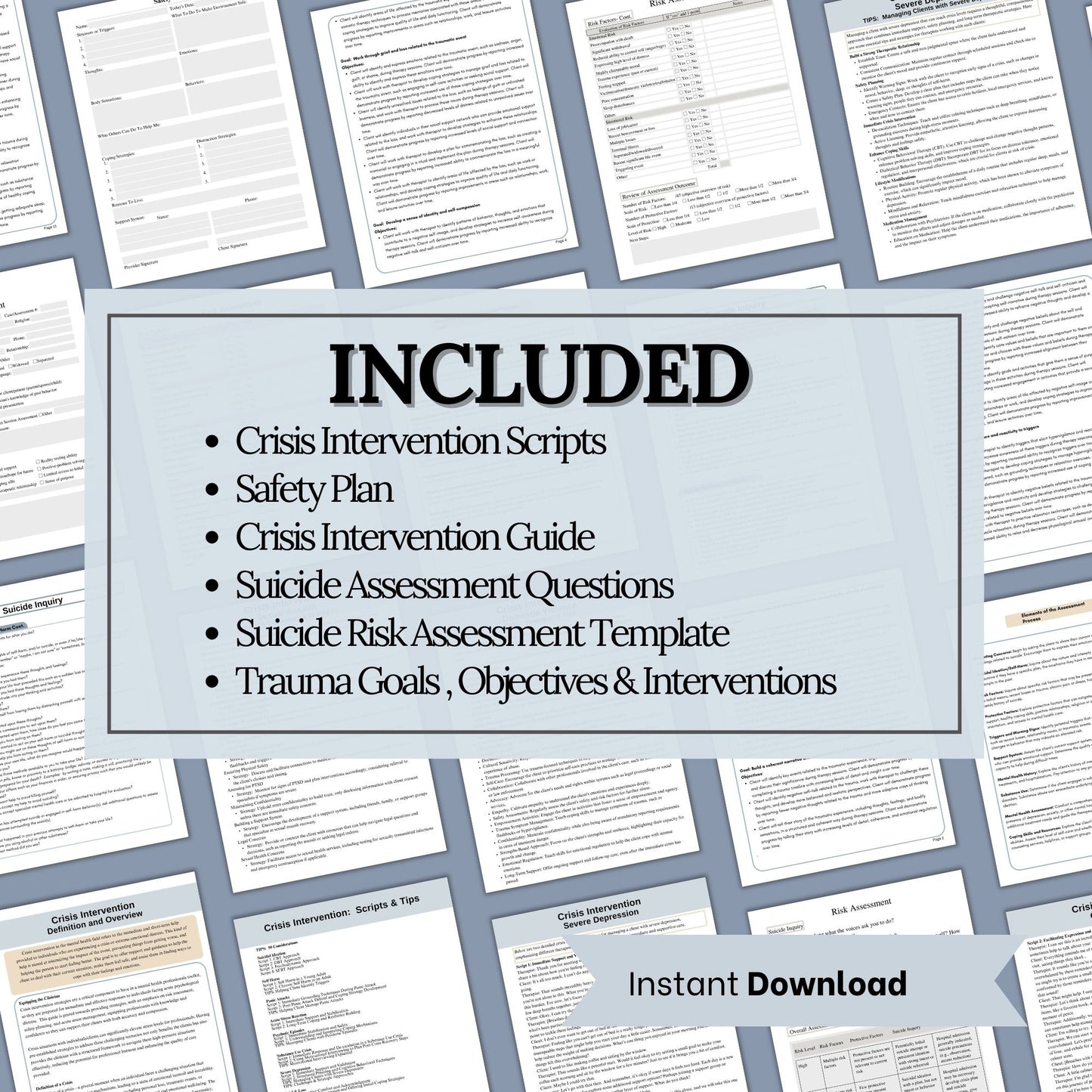 Crisis Intervention & Suicide Assessment Therapist Planner Bundle: Essential Counseling Tools