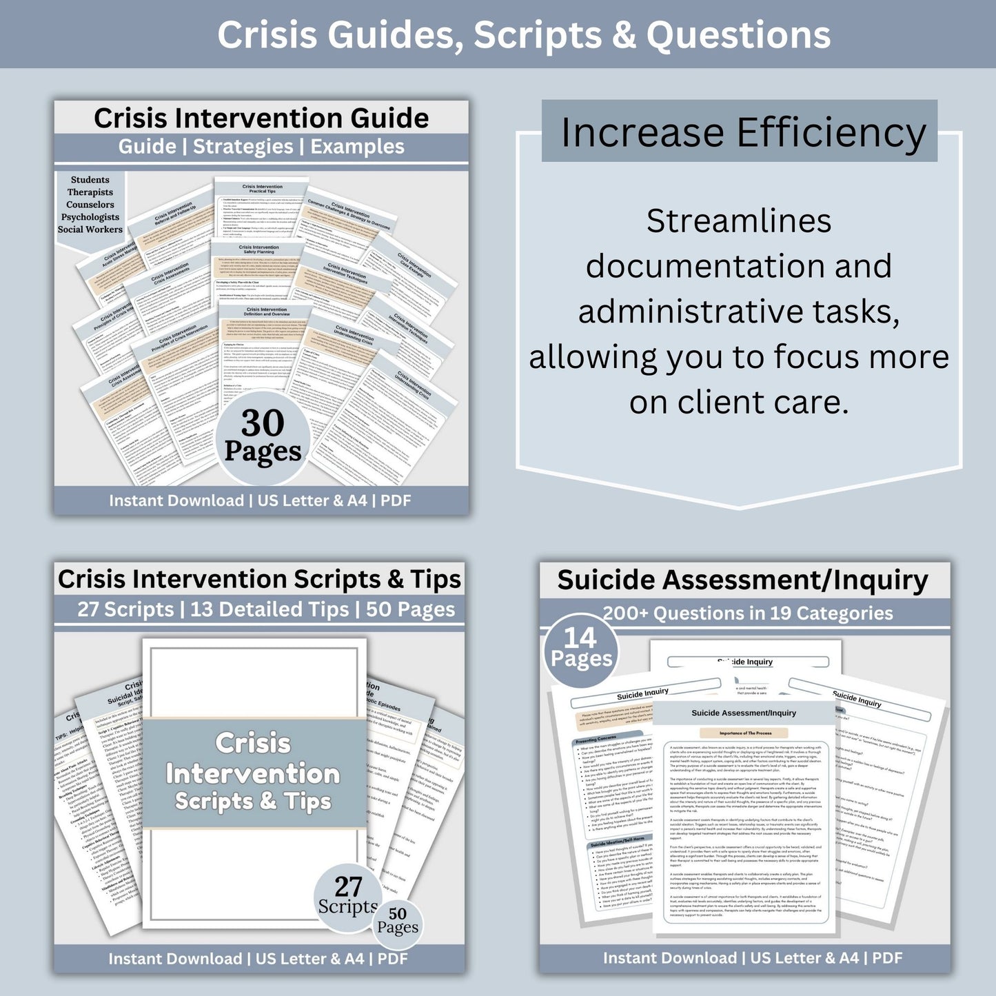Crisis Intervention & Suicide Assessment Therapist Planner Bundle: Essential Counseling Tools