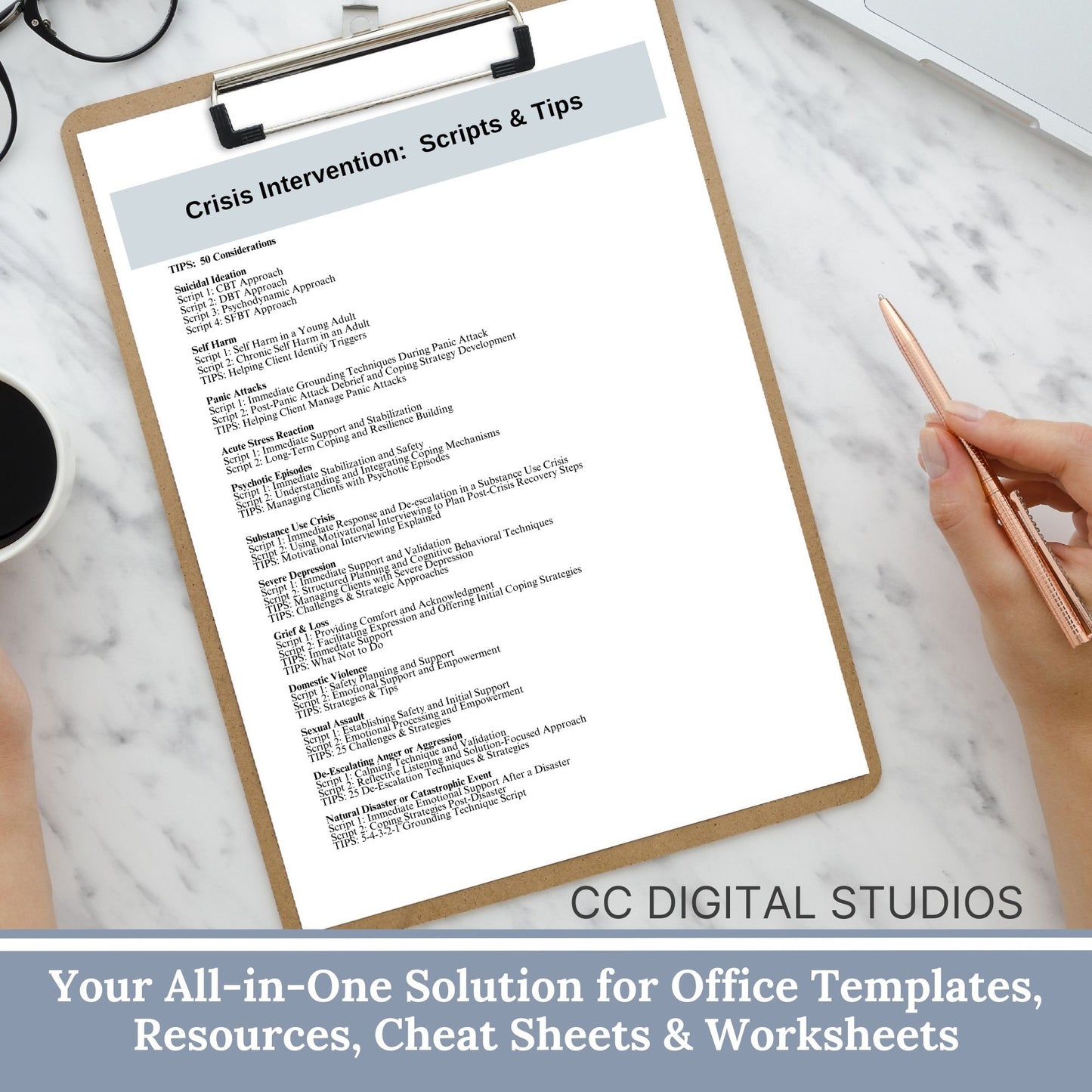 Crisis Intervention & Suicide Assessment Therapist Planner Bundle: Essential Counseling Tools