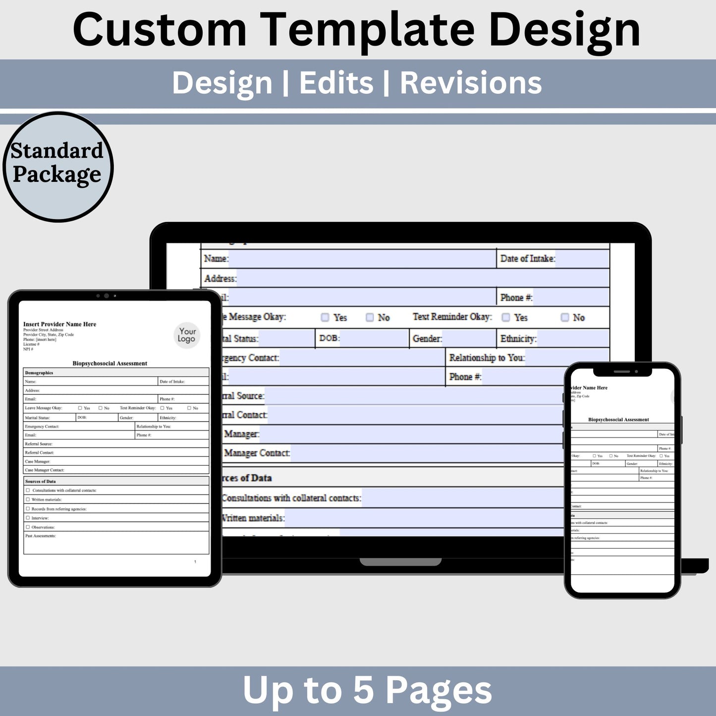 Custom Template Design: Standard Package