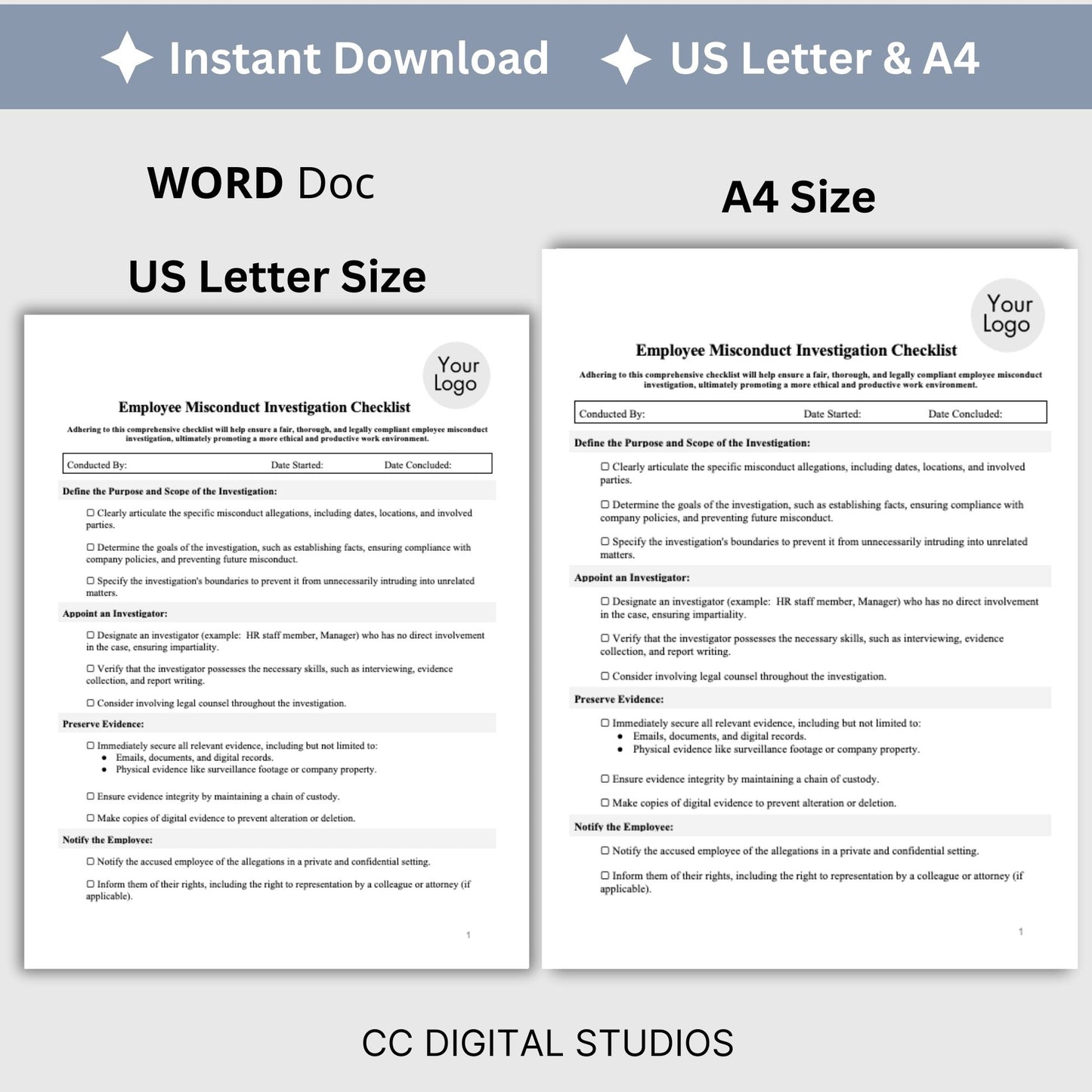 Employee Misconduct Form - Editable WORD DOC