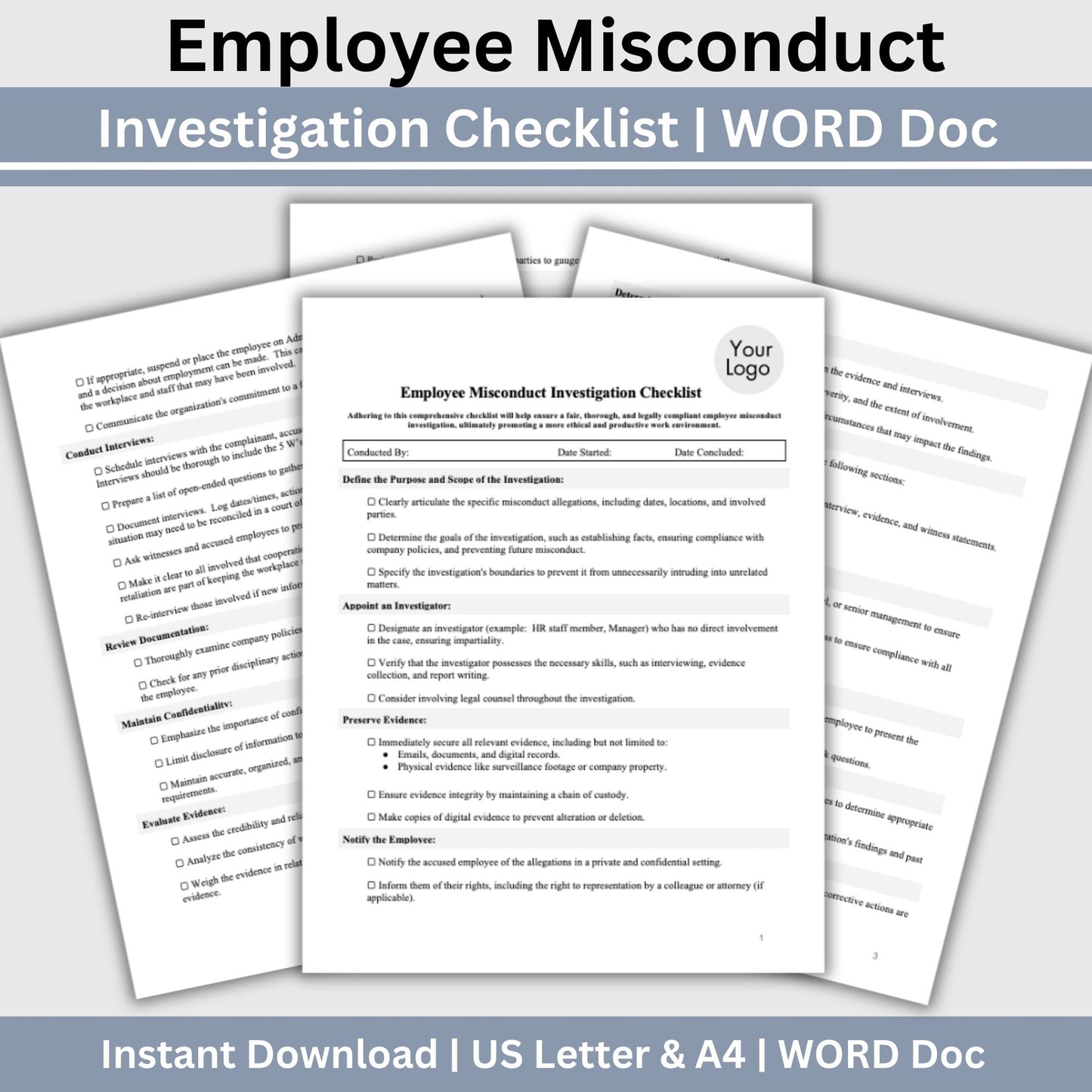 Employee Misconduct Form - Editable WORD DOC