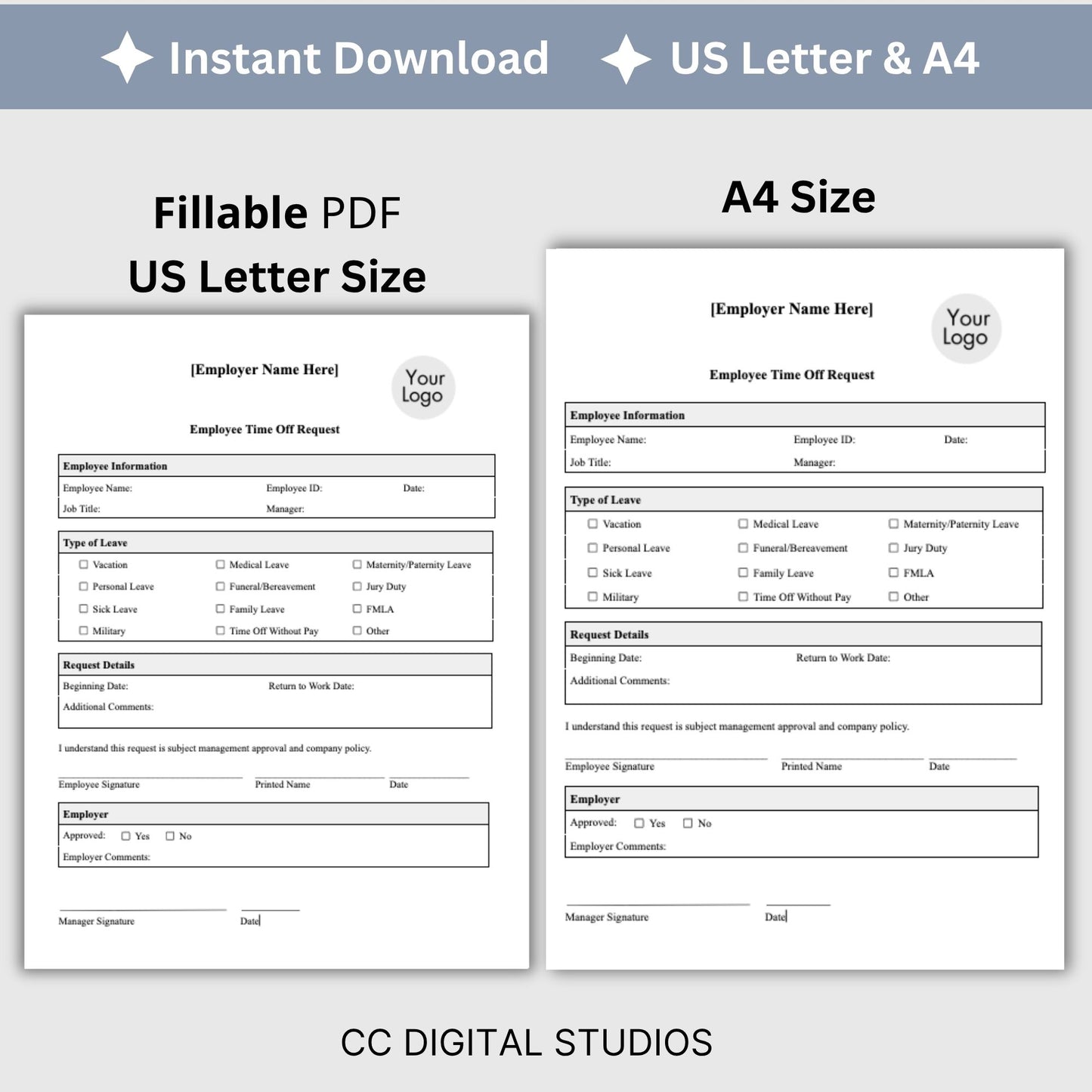 Employee Time Off Request - Fillable PDF