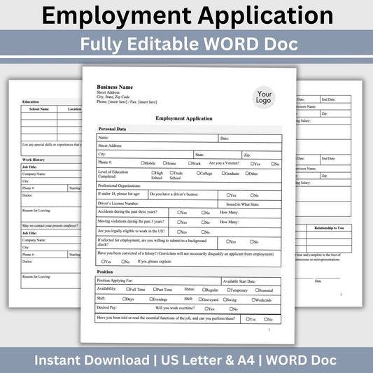 Job Application Template - WORD DOC