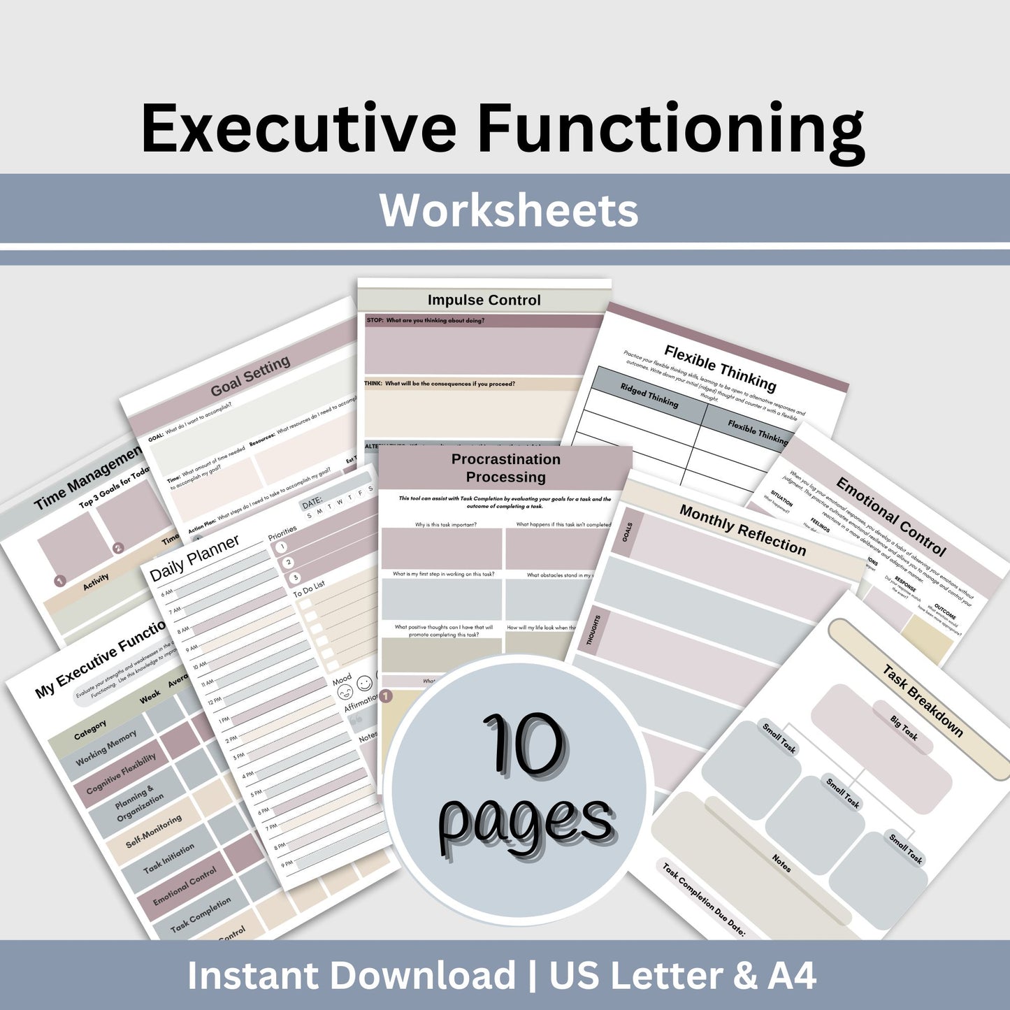 SAVE 25% with our Executive Functioning worksheets, strategies, wheel & information bundle! Designed to help you process and improve in the eight key executive functioning skills