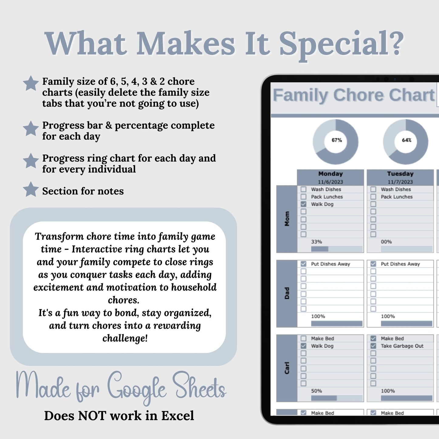 Family Chore Chart Google Sheets Planner