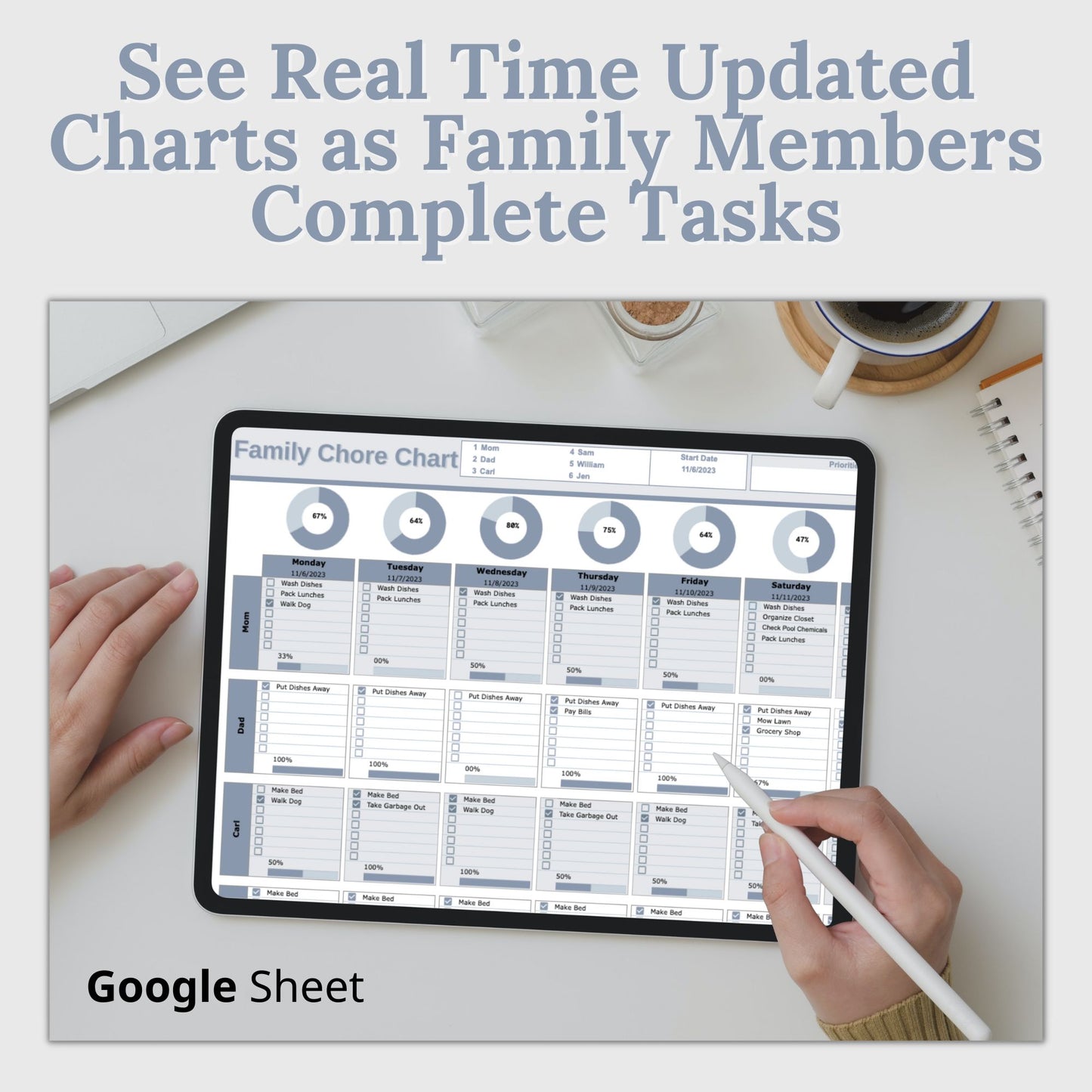 Family Chore Chart Google Sheets Planner