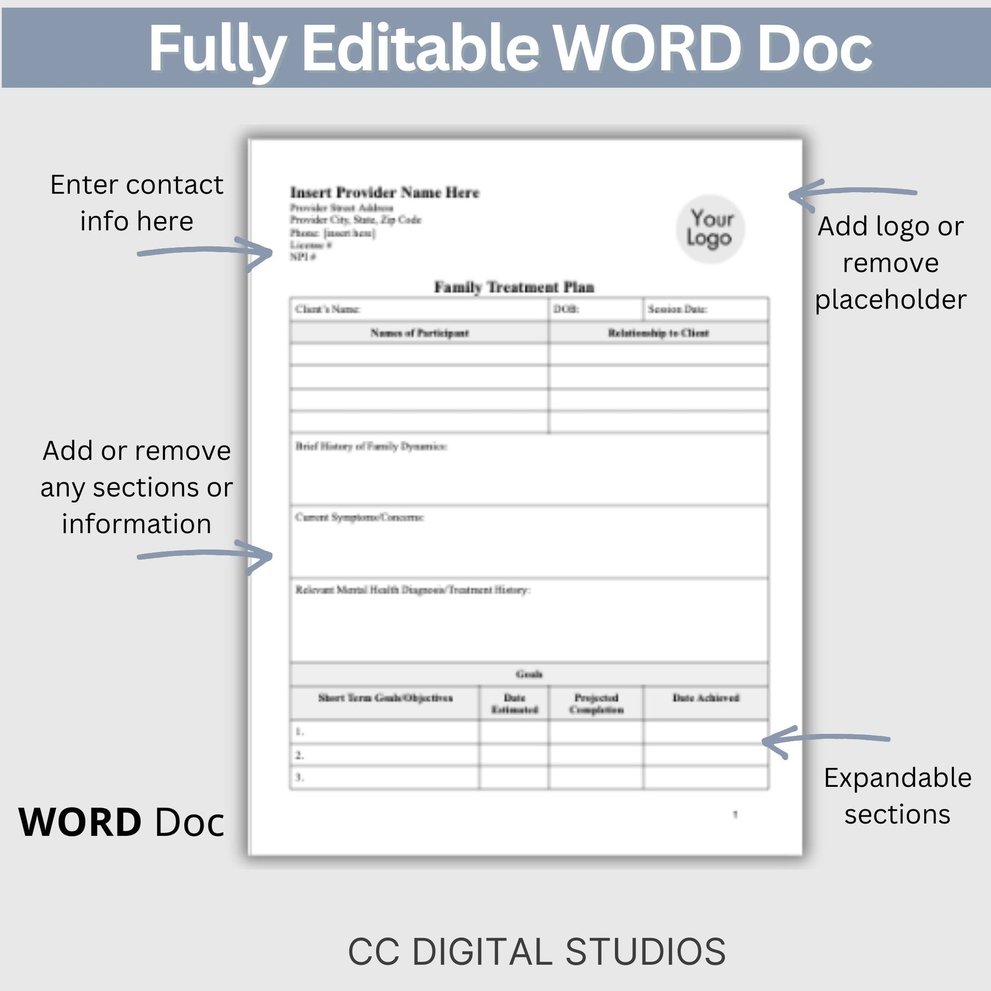 Treatment plan for family therapy sessions. With this template, you'll have a clear and organized way to create family treatment plans that are evidence-based and comprehensive.
