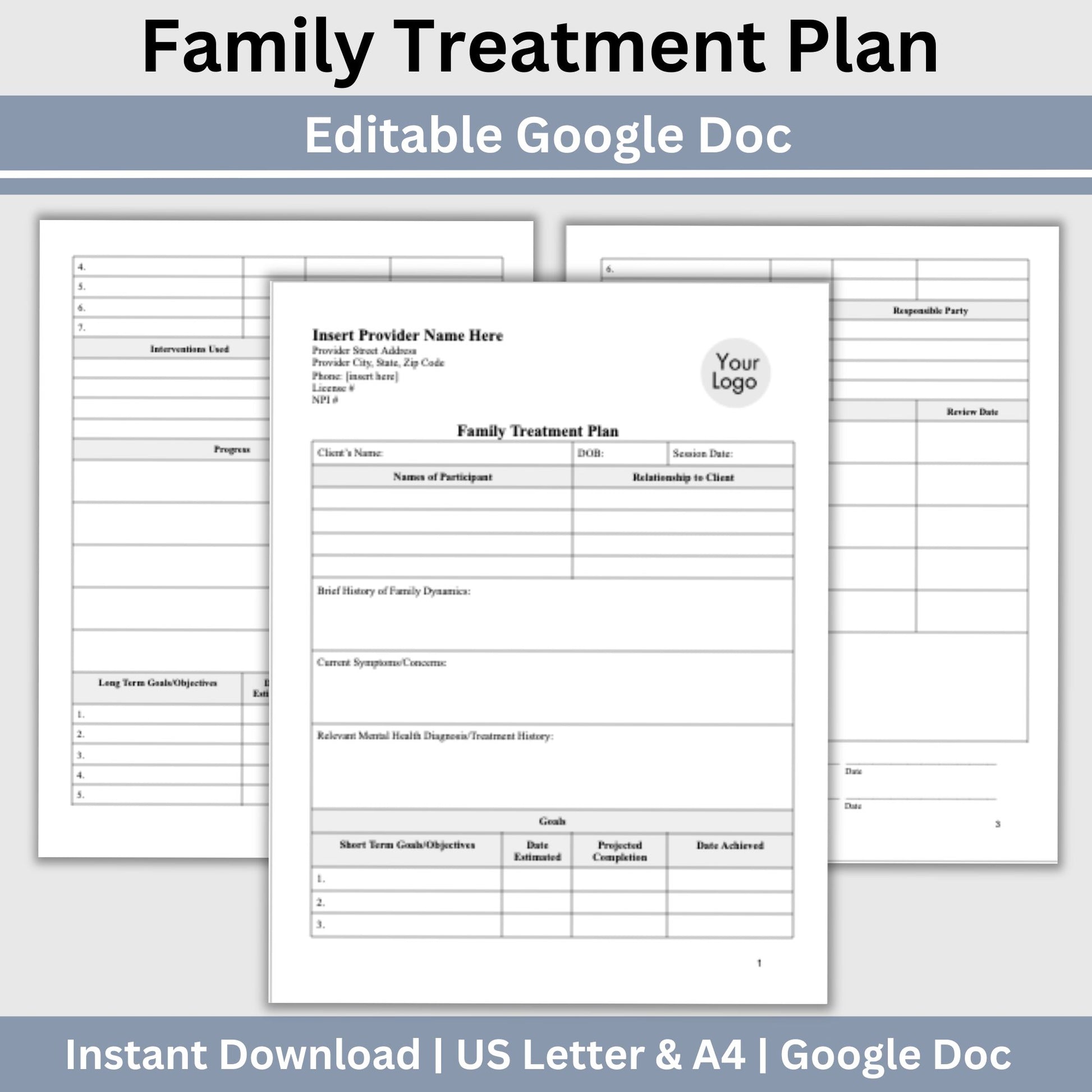 Treatment plan for family therapy sessions. With this template, you'll have a clear and organized way to create family treatment plans that are evidence-based and comprehensive.  It's perfect for therapists, counselors, social workers, and other mental health professionals. It's designed to save you time and streamline your process, so you can focus on providing the best possible care to your clients.